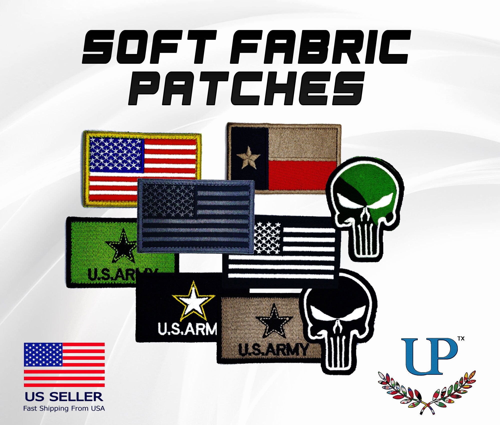 Soft Fabric US Flag Velcro Patches, Texas Patch, US Army Patches, Punisher Patch, Camo Patch, Patriotic Patch for Jackets, T-Shirts or Masks