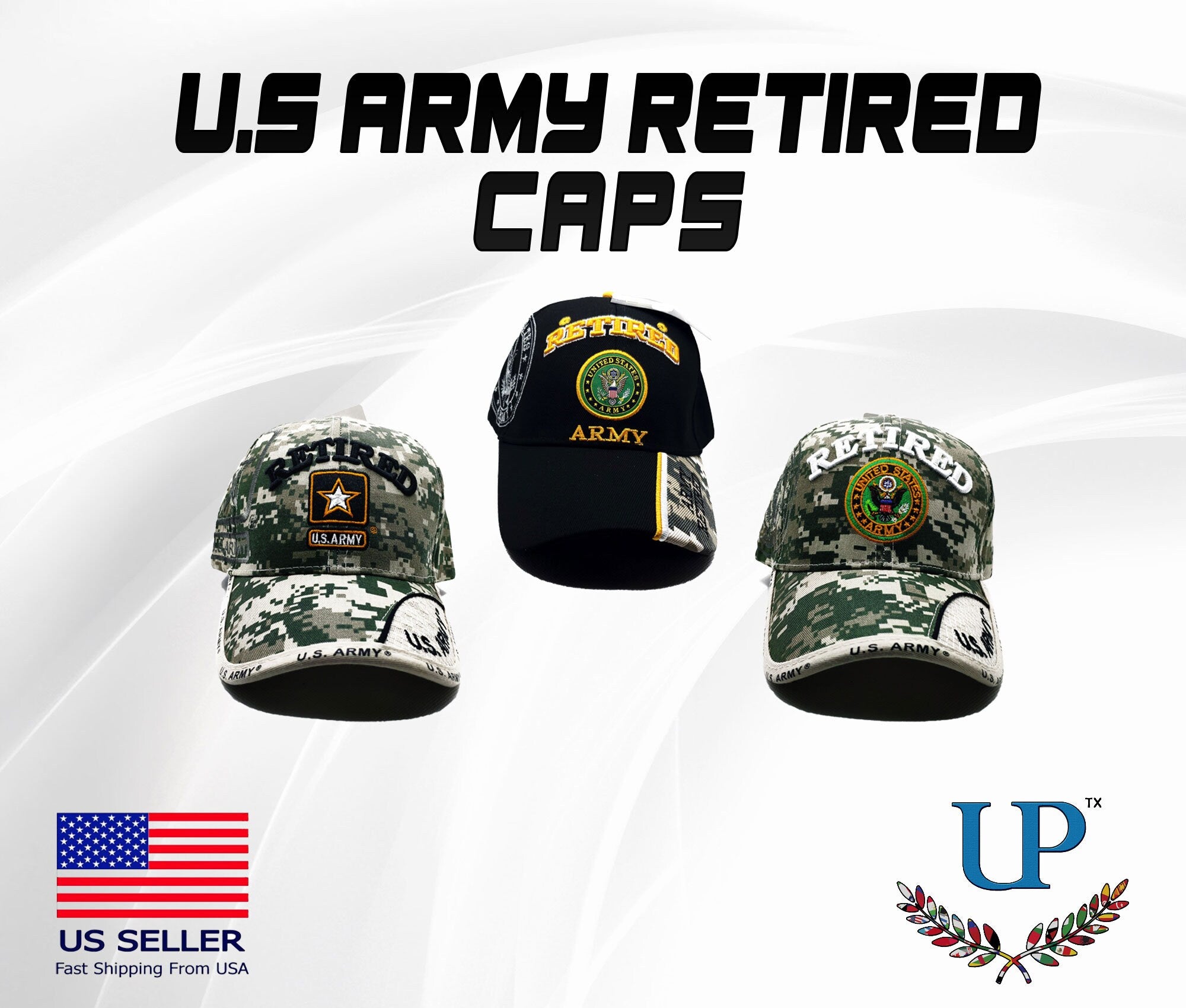 Officially Licensed US Army Retired Cap, US Army Retired Hat, US Army Ret Cap, Army Cap, Retired Cap, Embroidered Army Retired Cap, Ret Cap