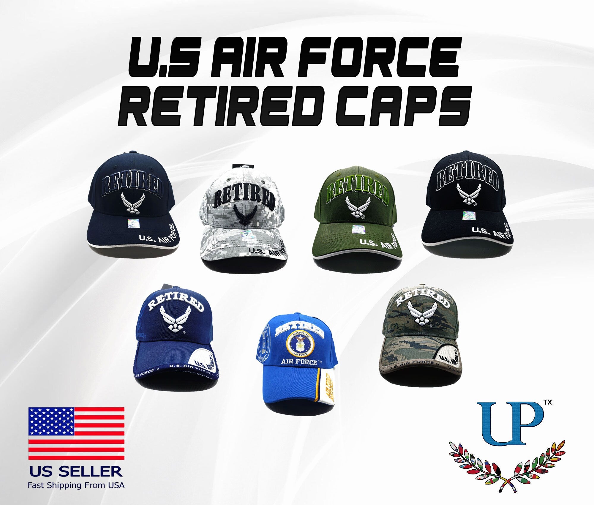 Officially Licensed US Air Force Retired Cap, US Air Force Retired Hat, US Air Force Ret Cap, Retired Hat, Embroidered Air Force Retired Cap