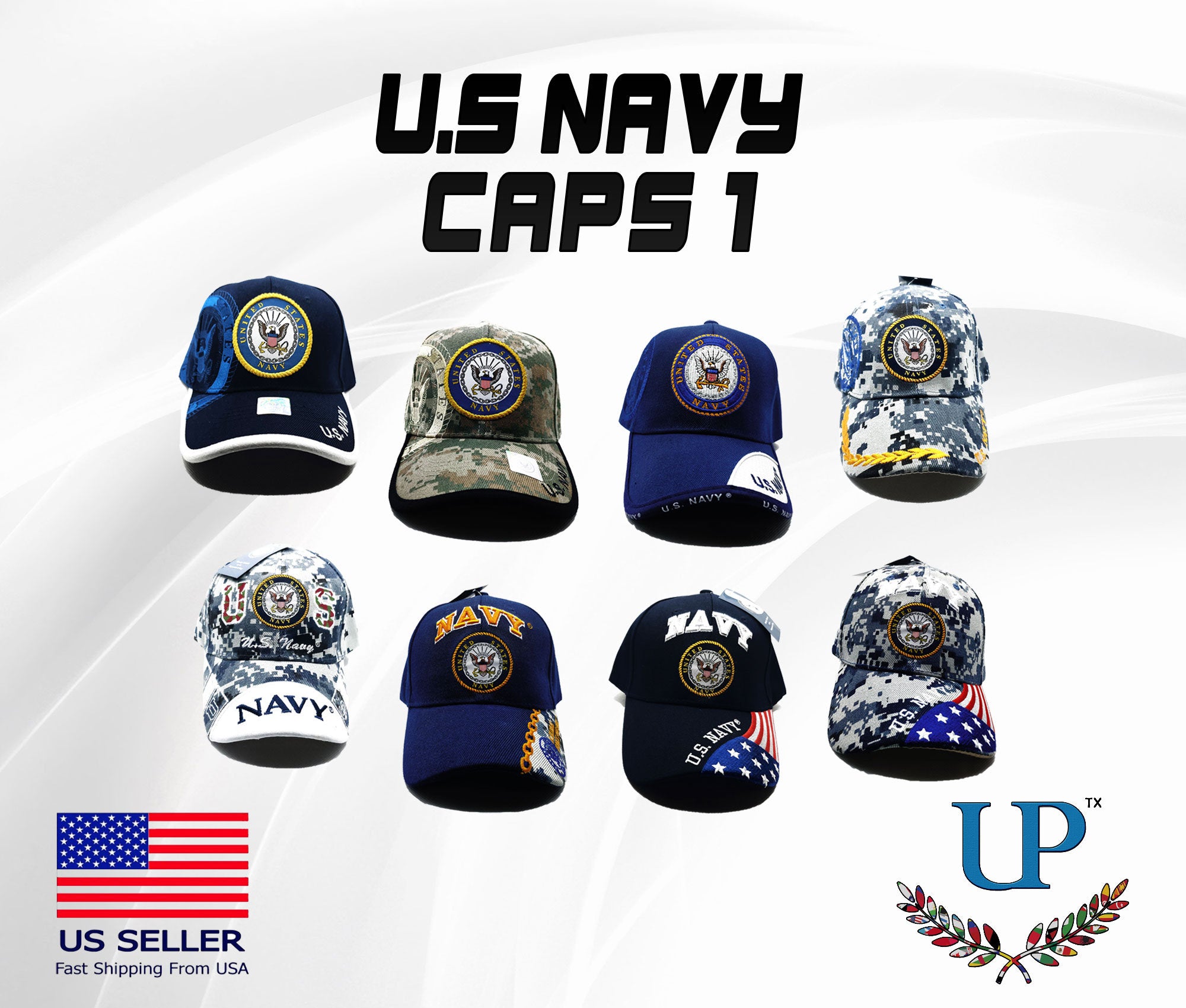 Officially Licensed US Navy Caps, US Navy Hat, Navy Logo Cap, Navy Hat, Embroidered Navy Cap, Camouflage Navy Cap, Camo Navy Cap, USN Cap