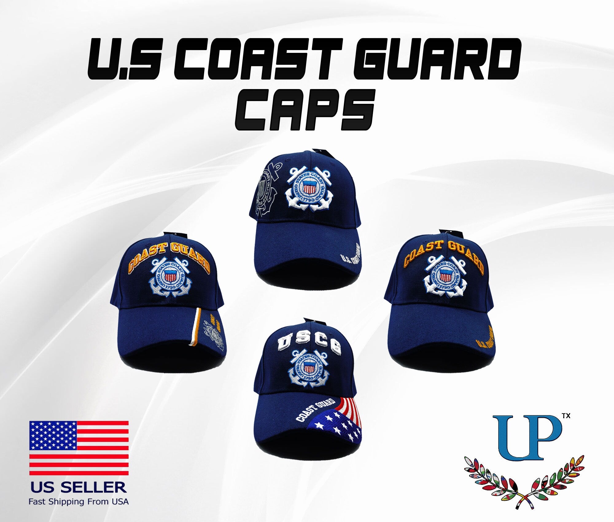 Officially Licensed US Coast Guard Caps, US Coast Guard Hats, Coast Guard Hat, Embroidered Coast Guard Cap, Coast Guard Cap, USCG Caps, Hats