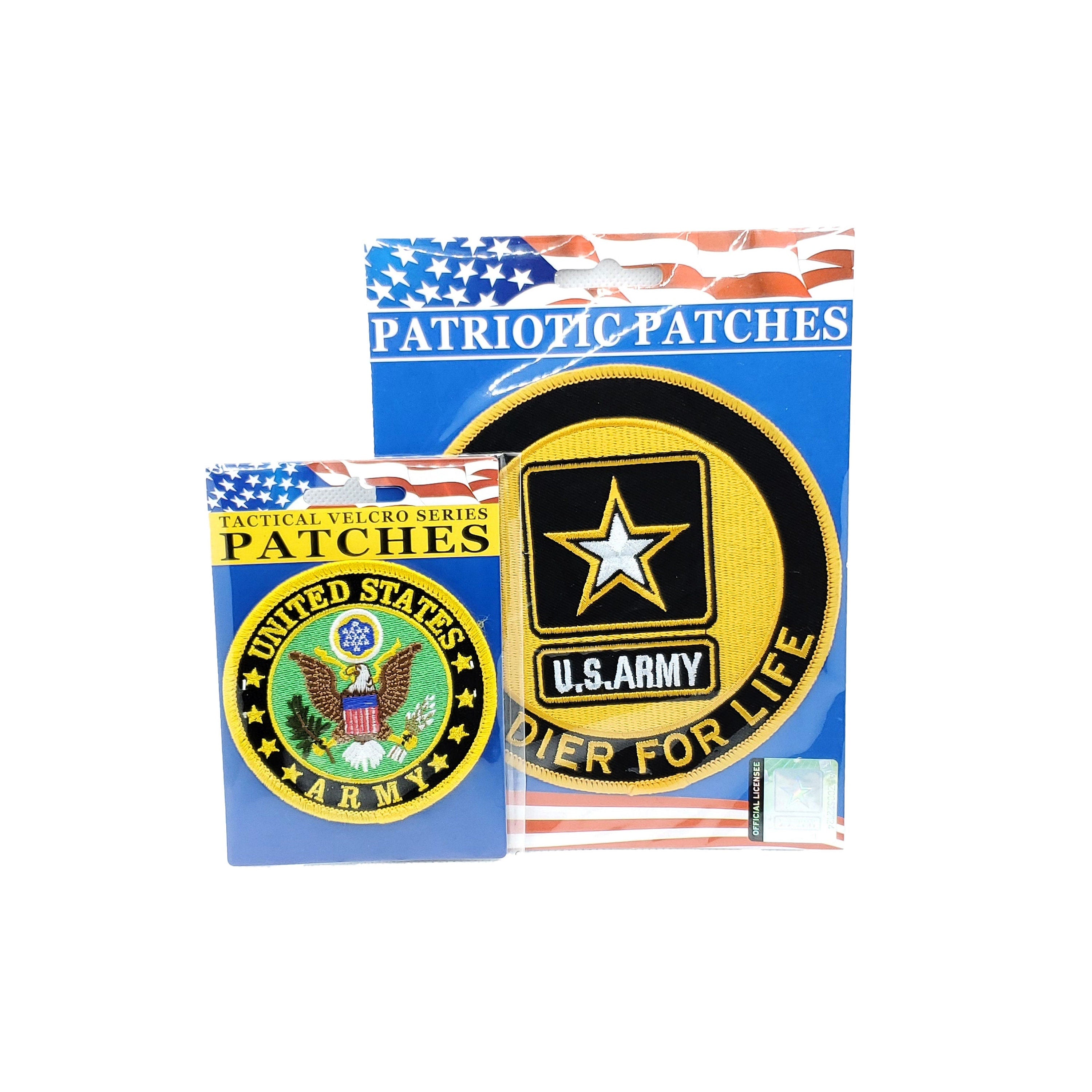 US Army Patches with Iron-On and Velcro fasteners, Retired and Veteran Patches, Embroidered US Army Patches for Jackets, T-Shirts, Masks