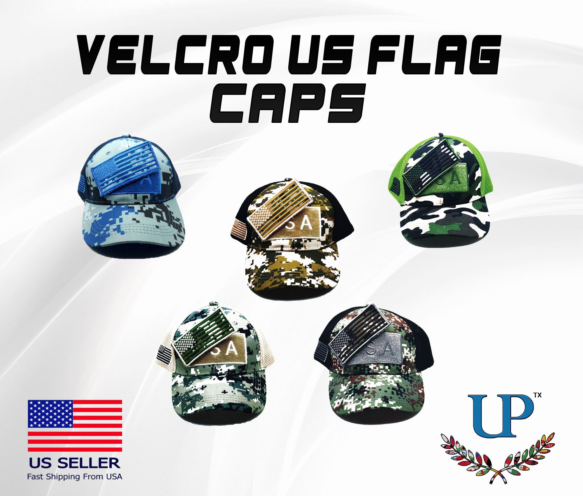 Velcro US Flag Cap/Hat, USA Cap with Velcro backing, US Flag Cap with Velcro backing, Replaceable Velcro Cap/Hat, Embroidered us flag cap