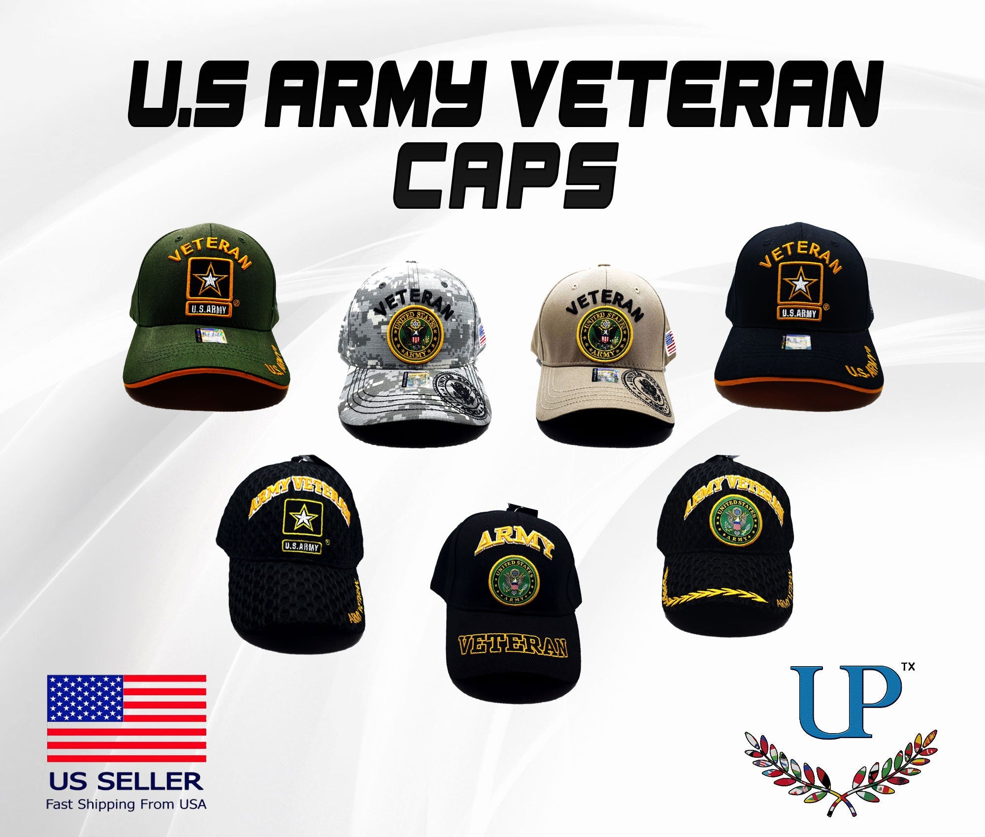 Officially Licensed US Army Veteran Cap, US Army Veteran Hat, US Army Vet Cap, Army Cap, Veteran Cap, Embroidered Army Veteran Cap, Vet Cap