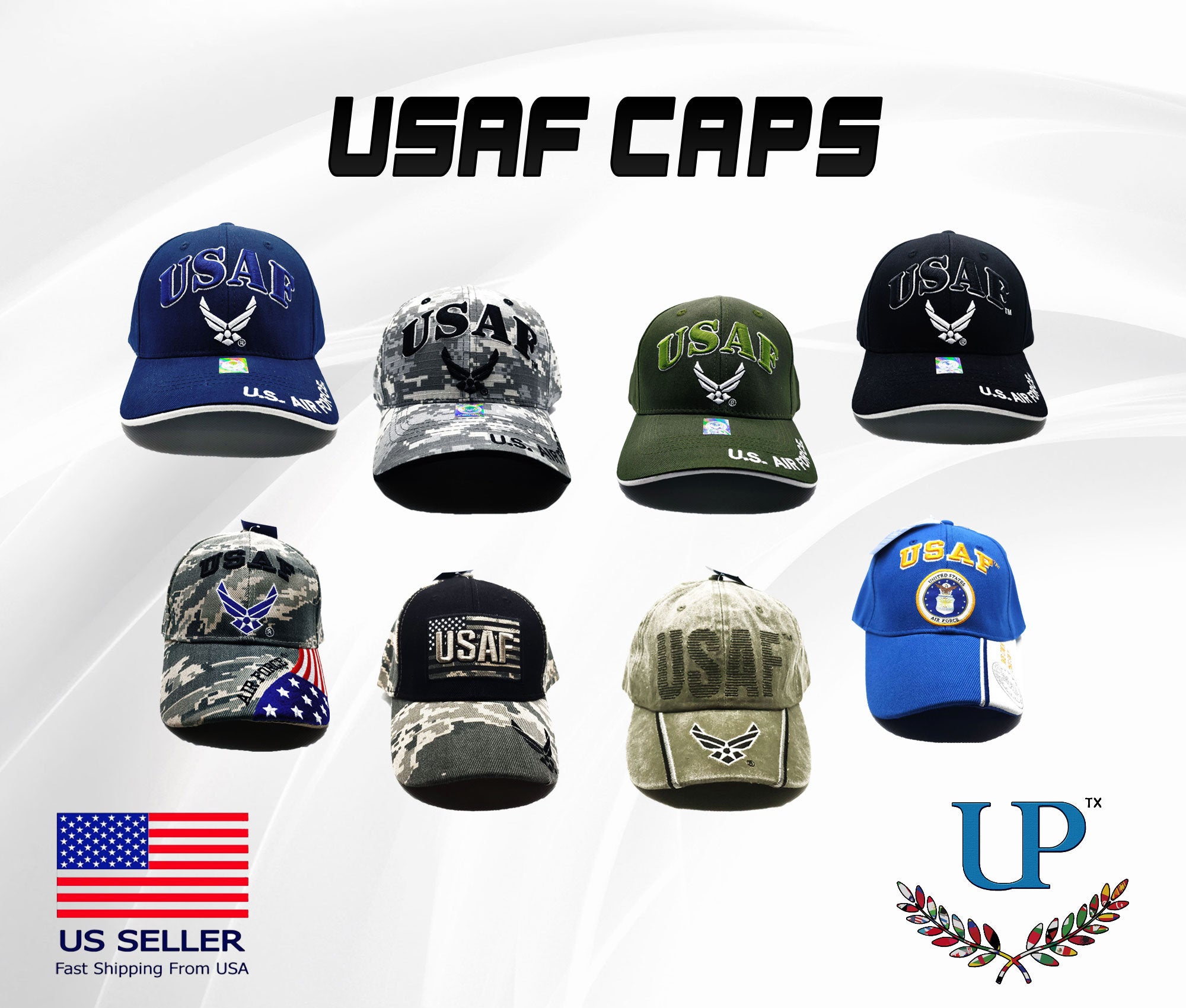 Officially Licensed USAF Caps, US Air Force Caps, US Air Force Hat, Air Force Cap, Air Force Hat, Embroidered Air Force Cap, Camo Air Force