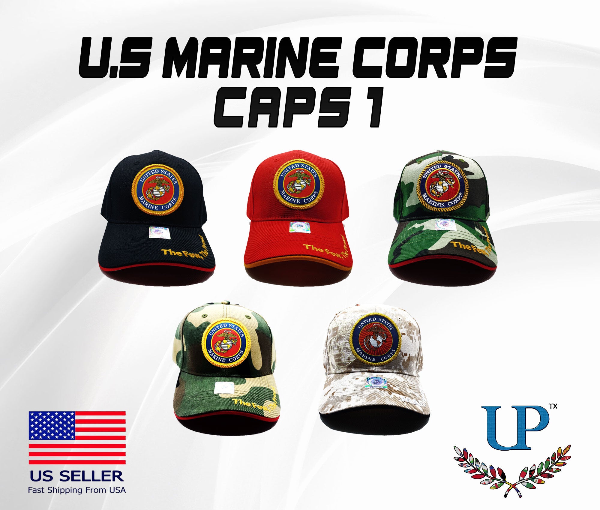 Officially Licensed US Marine Corps Caps, US Marine Corps Hats, Marines Hat, Embroidered Marines Cap, Camouflage Marine Corps Cap, USMC Caps