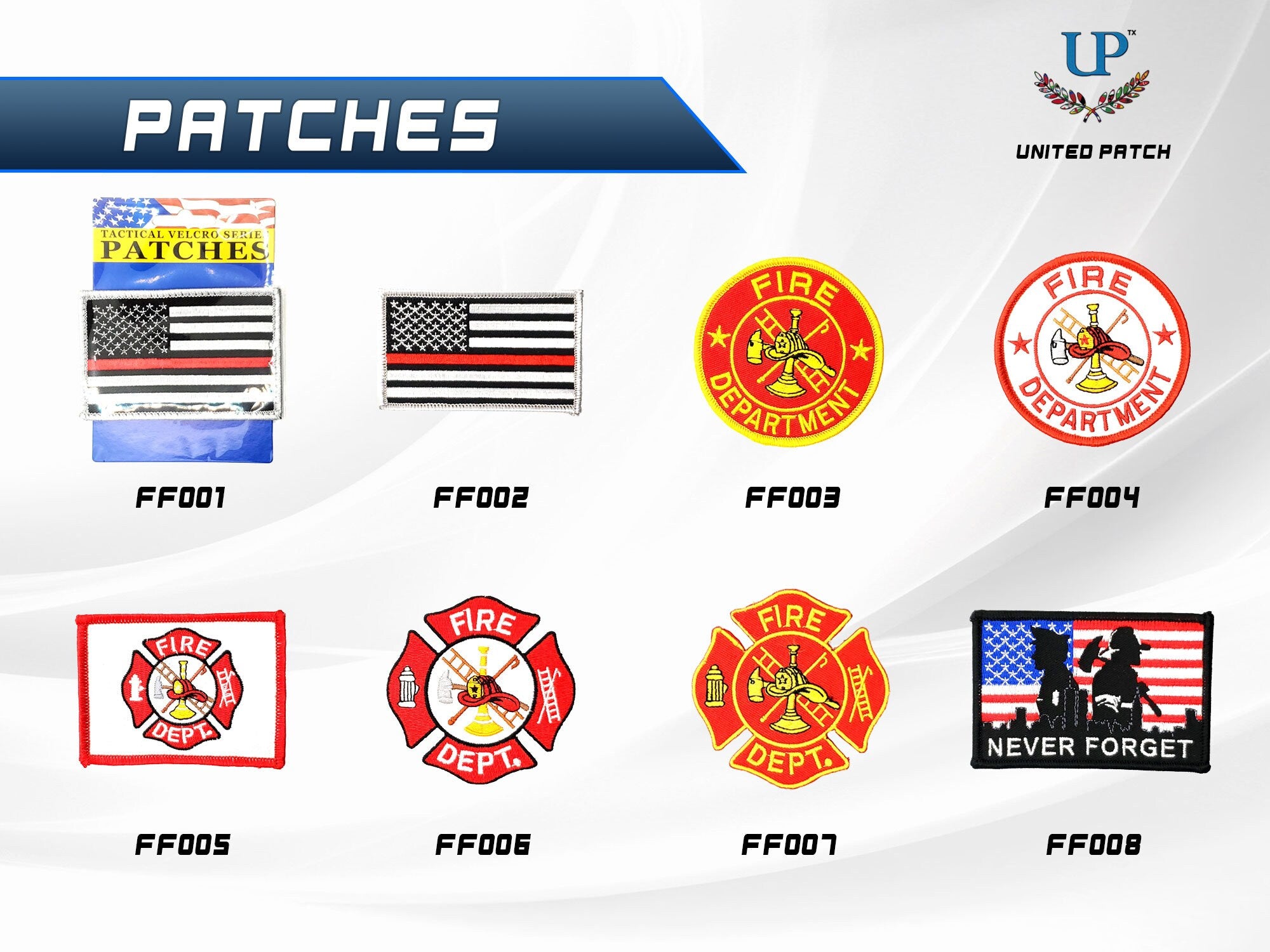 US Fire Department Iron On and Velcro Patches, Firefighter Patch, Red Line, Fireman Patch, Firefighter Patches for Jackets, T-Shirts, Masks