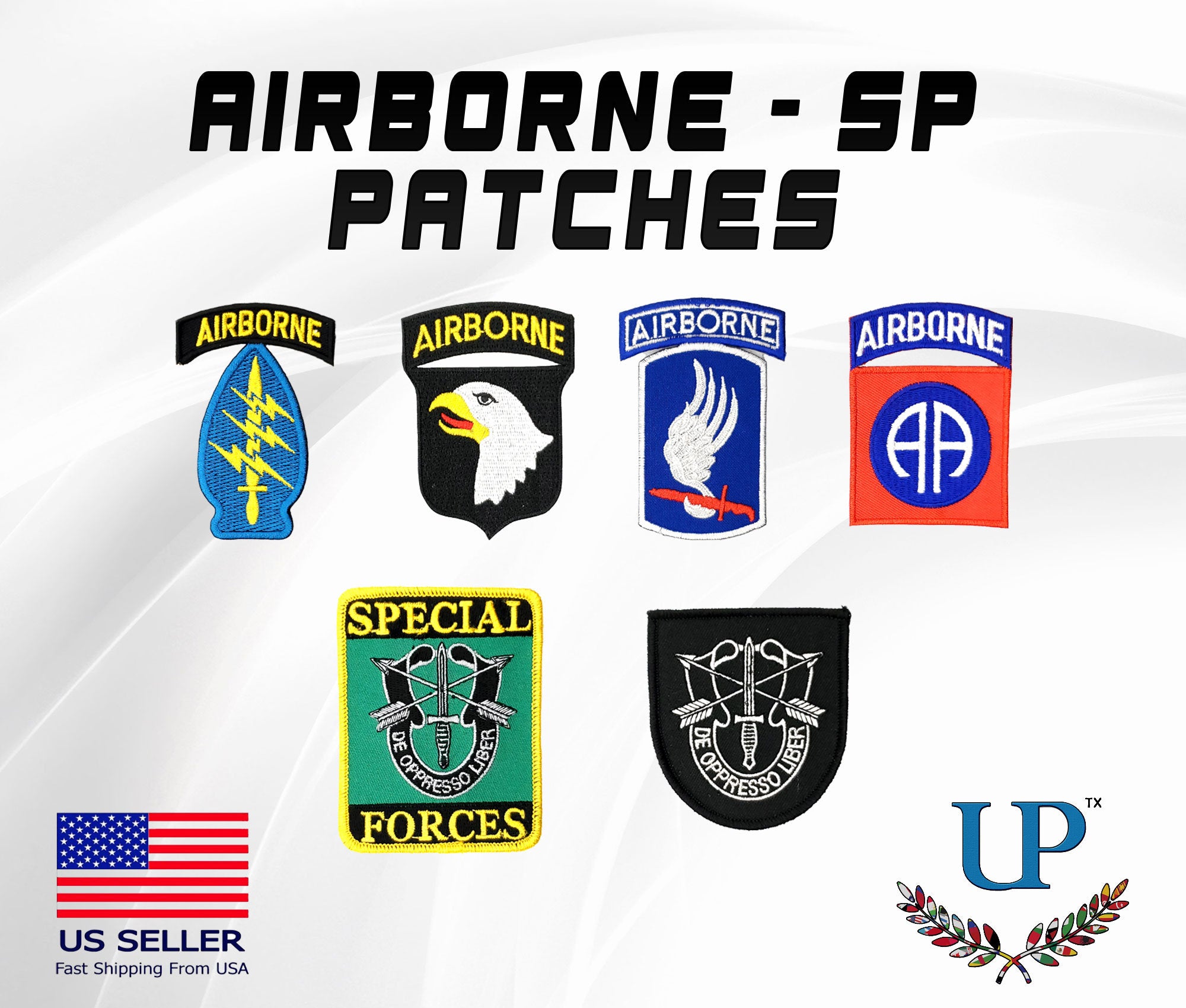 82nd Airborne, 101st Airborne, 173rd Airborne Brigade Combat Team, 1st Special Forces Iron On Division Patches, Army Special Forces Patches