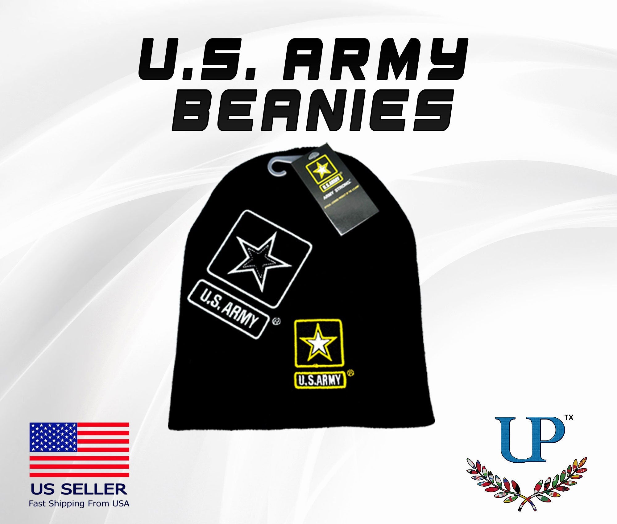 Officially Licensed US Army Beanies, Embroidered US Army Beanies, Black US Army Beanie, One Size Fits All Army Beanie, Winter Hats/Beanies