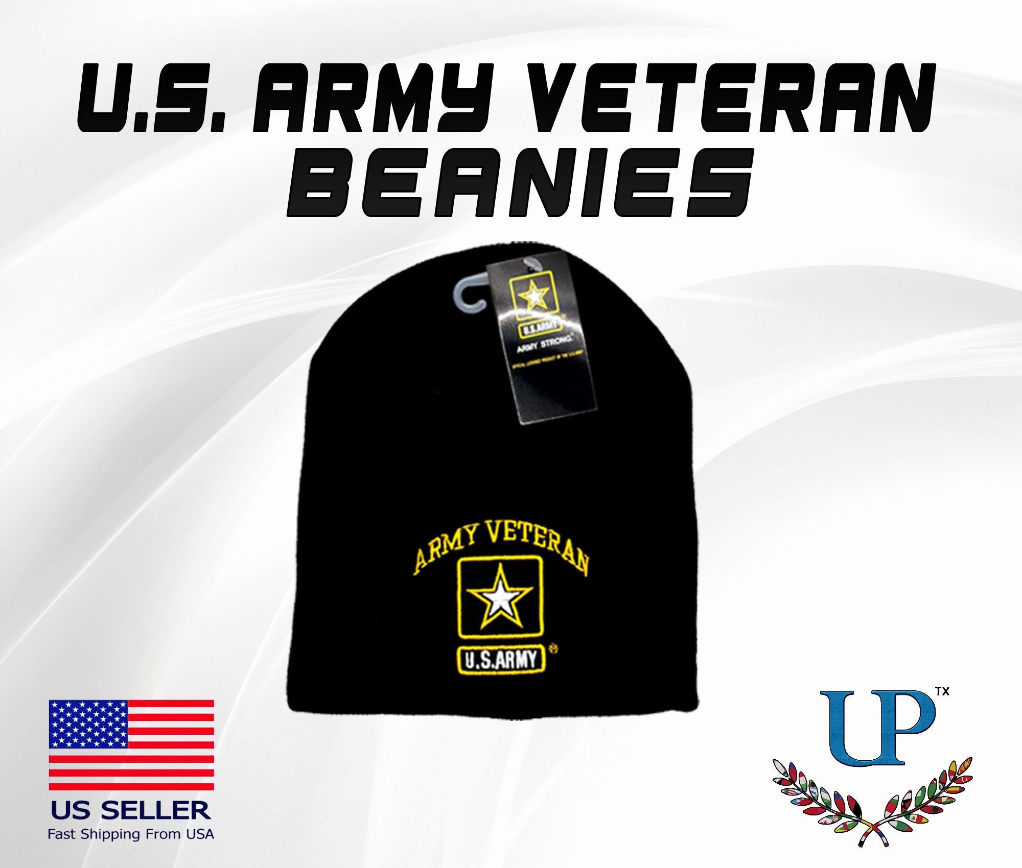 Officially Licensed US Army Veteran Beanies, Embroidered US Army Veteran Beanies, US Army Veteran Beanie, One Size Fits, Winter Hats/Beanies