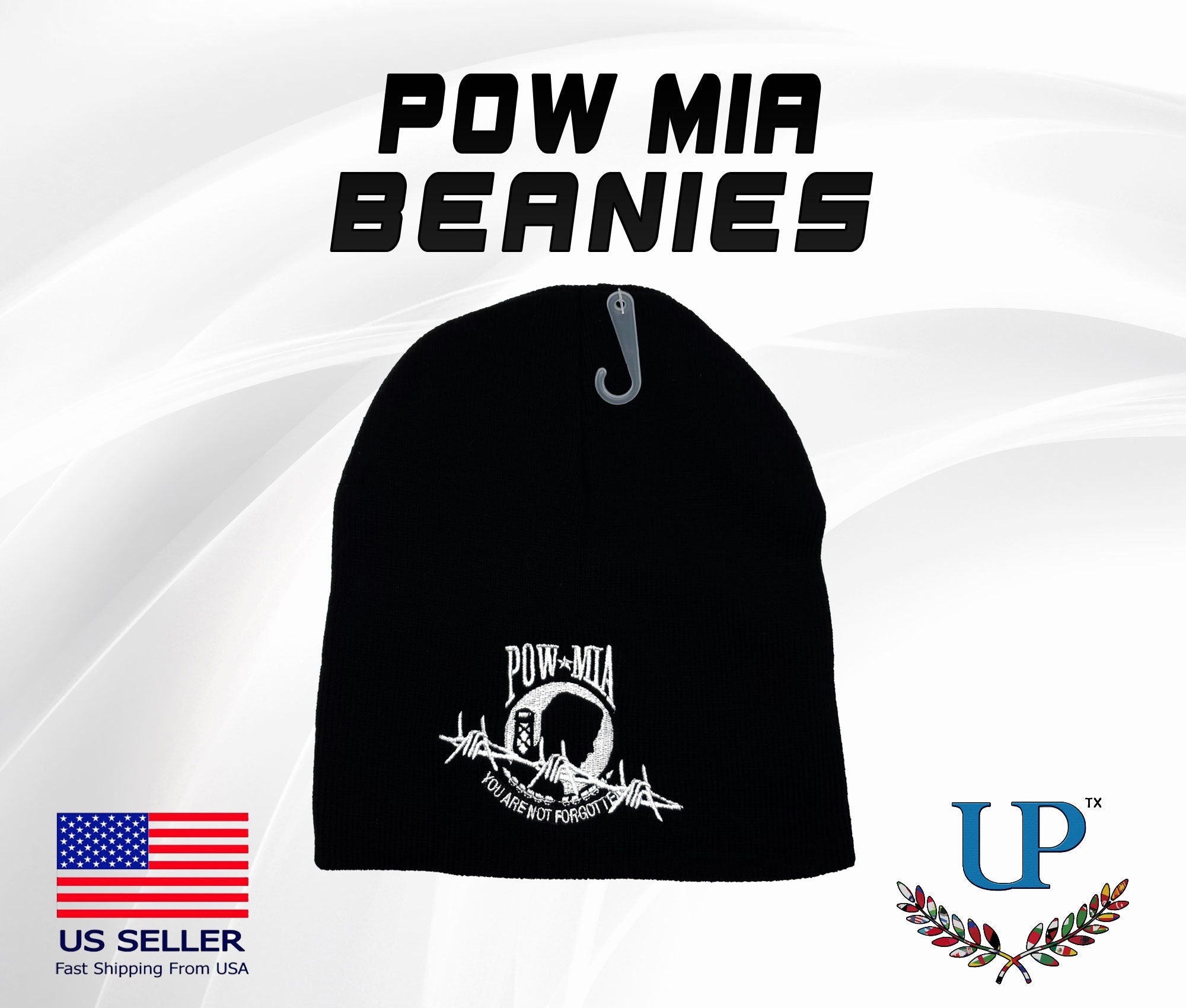 POW MIA Beanies, Embroidered Pow Mia Beanies, Pow Mia You are Never Forgotten Beanie, One Size Fits All Pow Mia Beanie, Winter Hats/Beanies