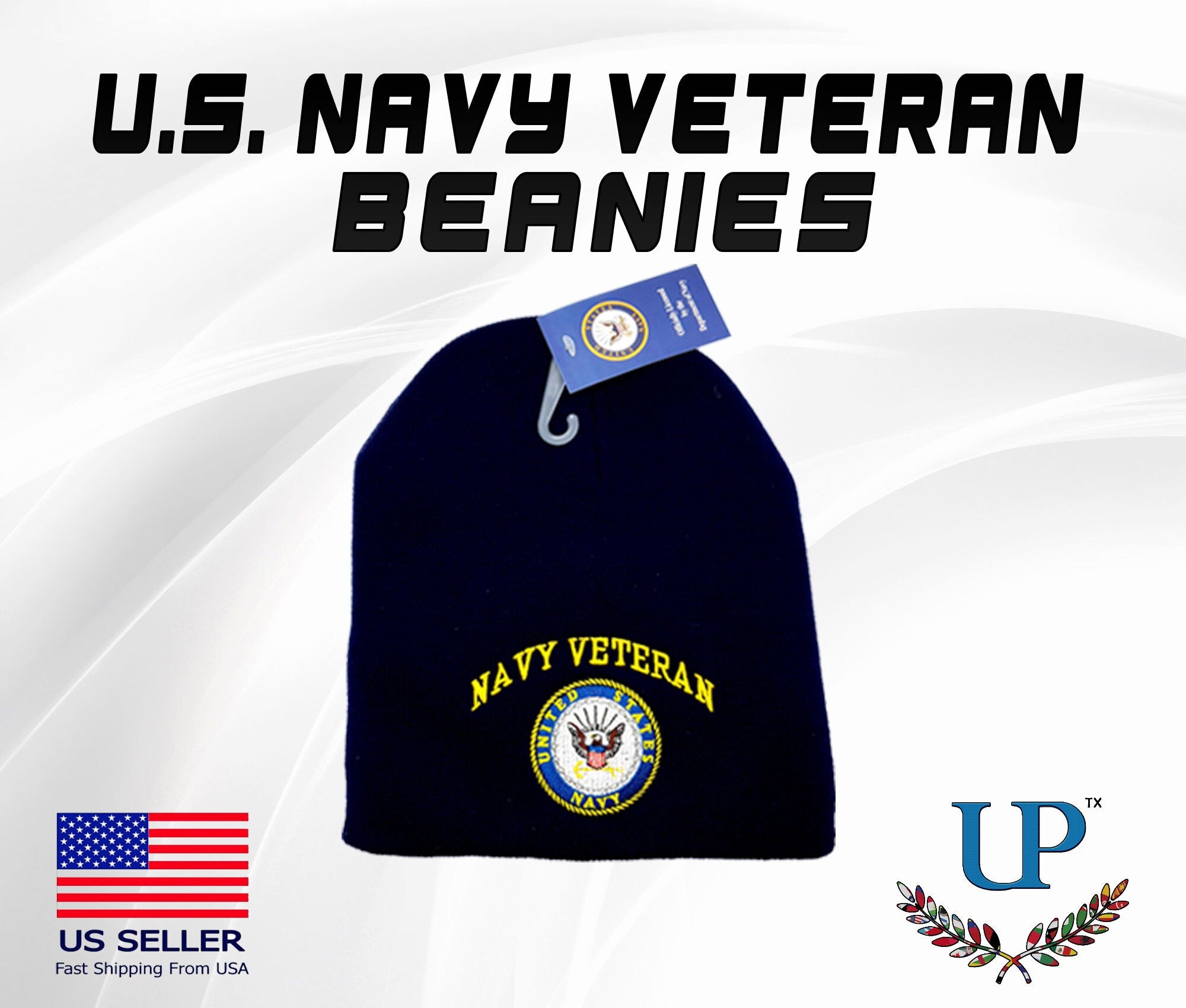 Officially Licensed US Navy Veteran Beanies, Embroidered US Navy Veteran Beanies, US Navy Veteran Beanie, One Size Fits, Winter Hats/Beanies