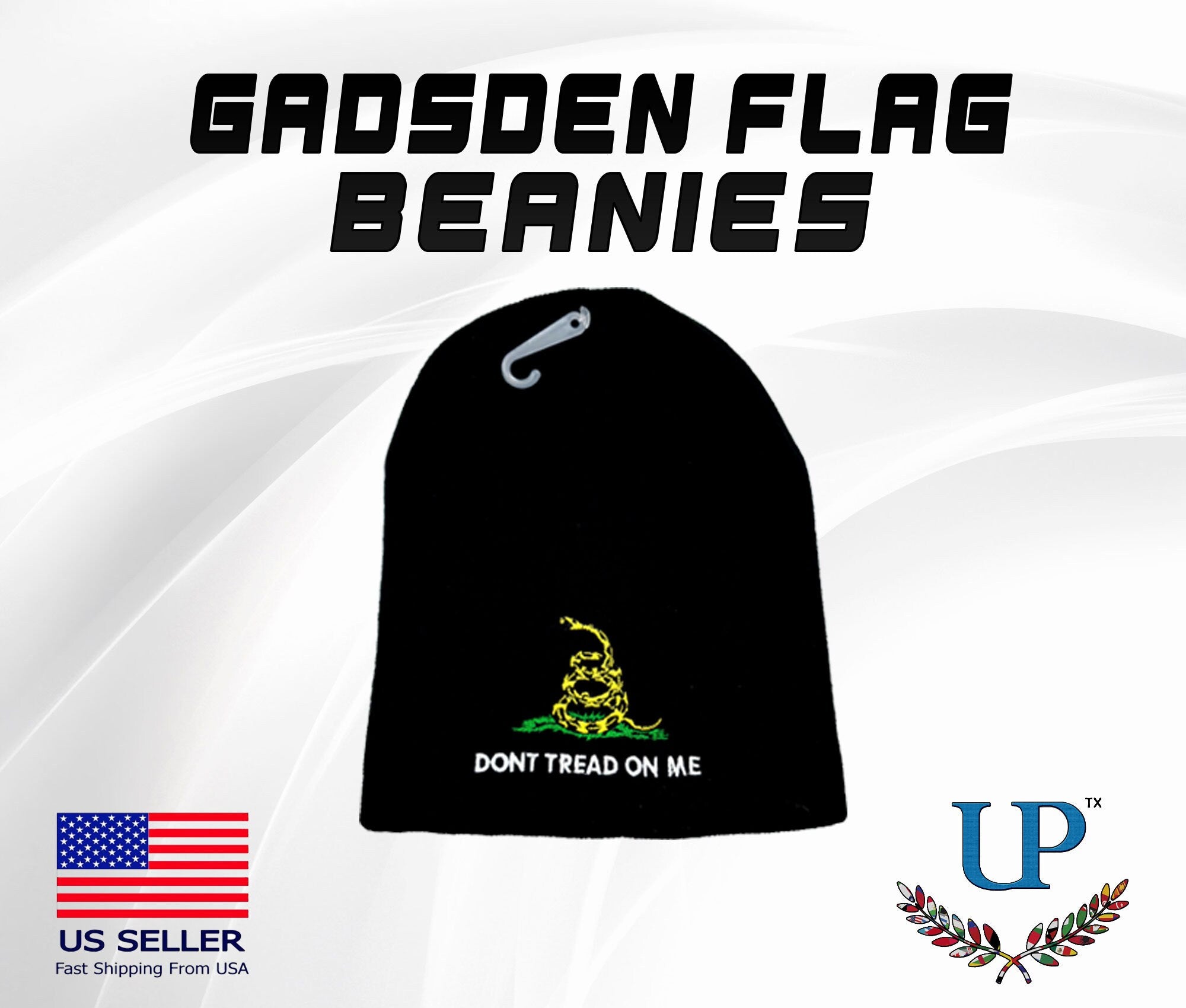 Don&#39;t Tread on Me Beanies, Gadsden Flag Beanies, Embroidered Don&#39;t Tread on Me Beanie, One Size Fits All Gadsden Beanie, Winter Hats/Beanies