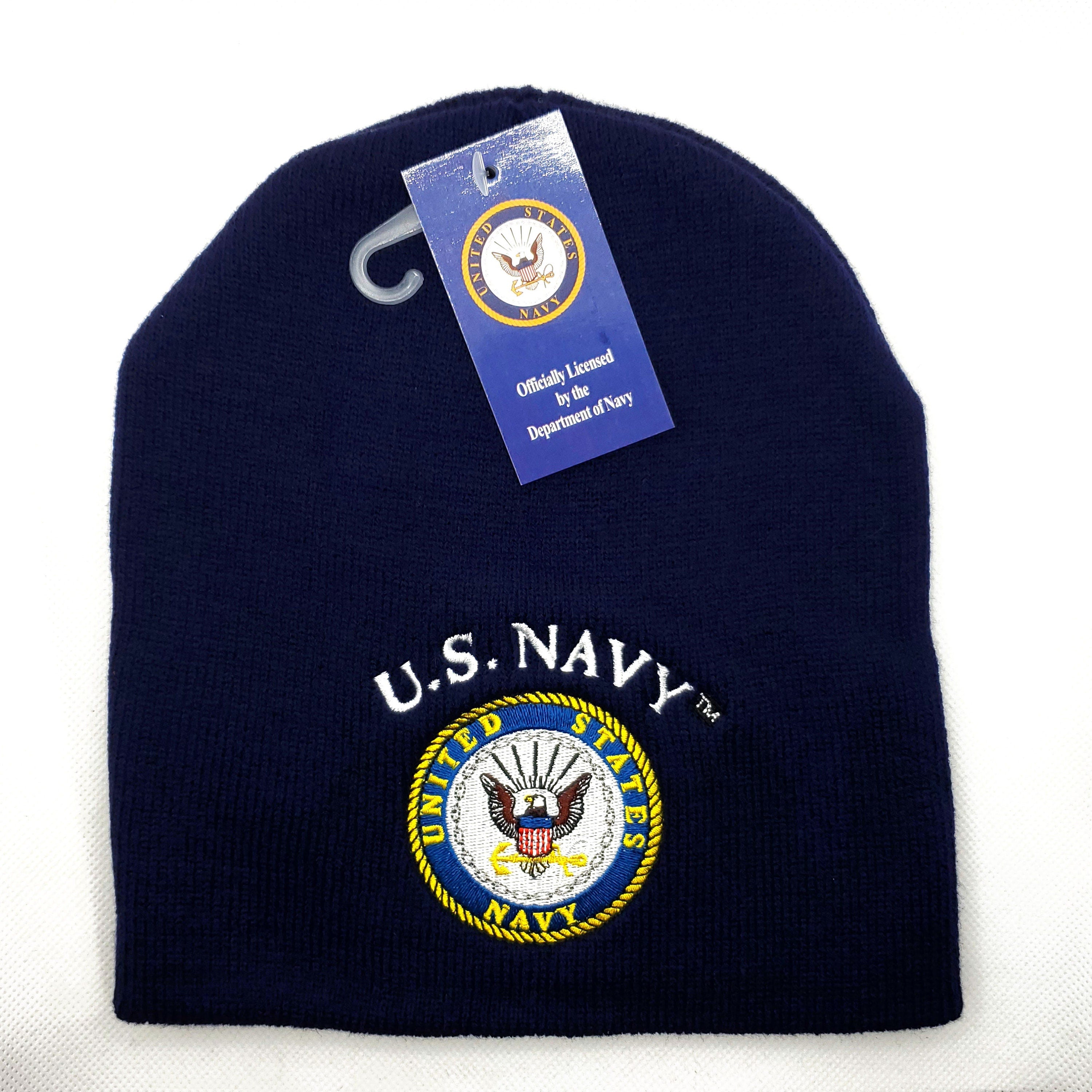 Officially Licensed US Navy Beanies, Embroidered US Navy Beanies, US Navy Beanie, One Size Fits All Navy Logo Beanie, Winter Hats/Beanies