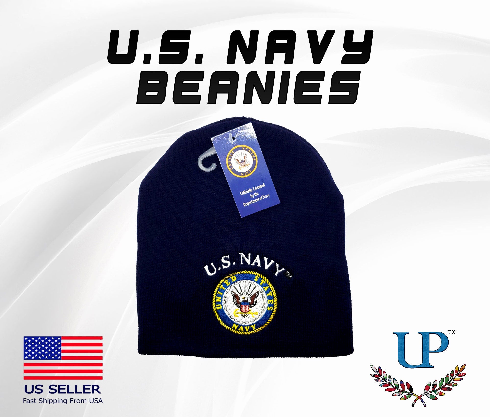 Officially Licensed US Navy Beanies, Embroidered US Navy Beanies, US Navy Beanie, One Size Fits All Navy Logo Beanie, Winter Hats/Beanies