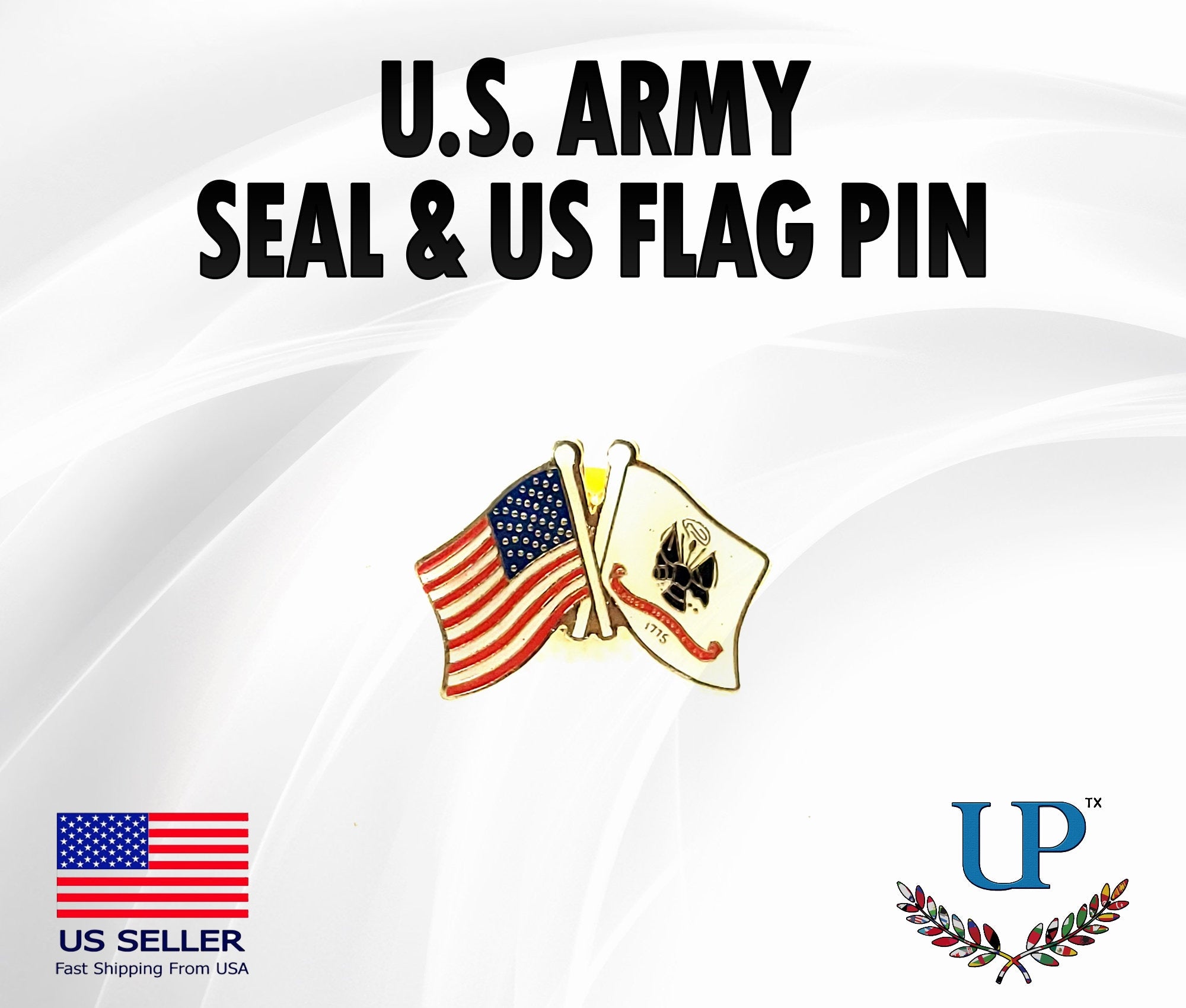 U.S. Army & US Flag Lapel Pin, U.S. Army Old Logo and US Flag Lapel Pin, Army pin for man, Army pin for woman, lapel pins for military, pins