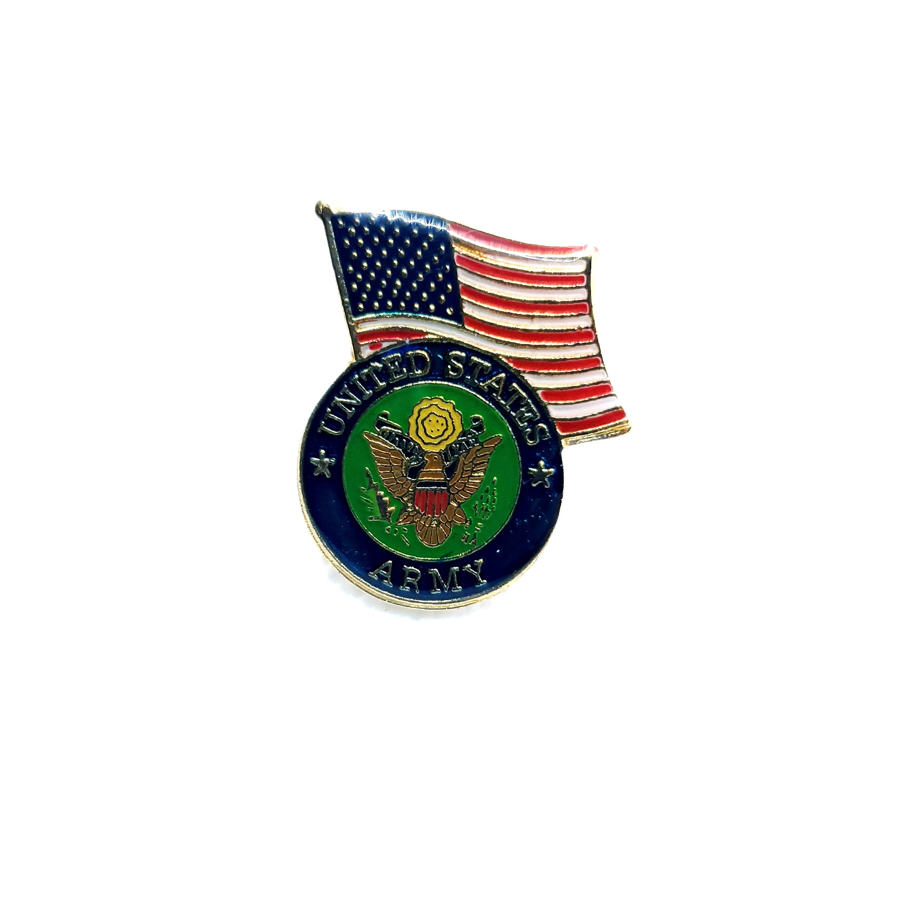 U.S. Army Seal with US Flag Lapel Pin, US Army Old Logo and US Flag Lapel Pin, army pin for man, army pin for woman, lapel pins for military