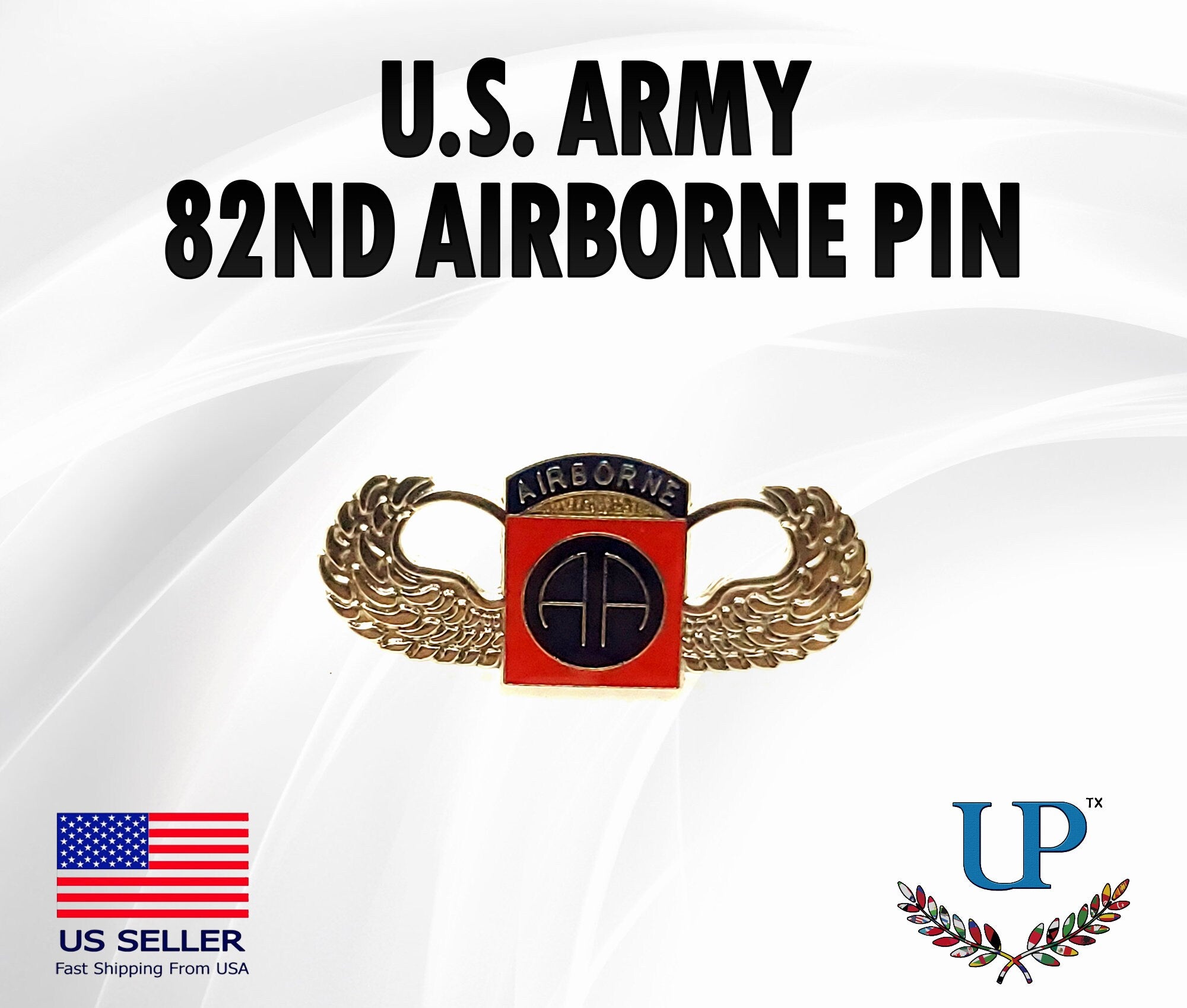 US Army 82nd Airborne Division Lapel Pin, All American Division Lapel Pin, 82nd Airborne Insignia pins for man and woman, 82nd airborne pins