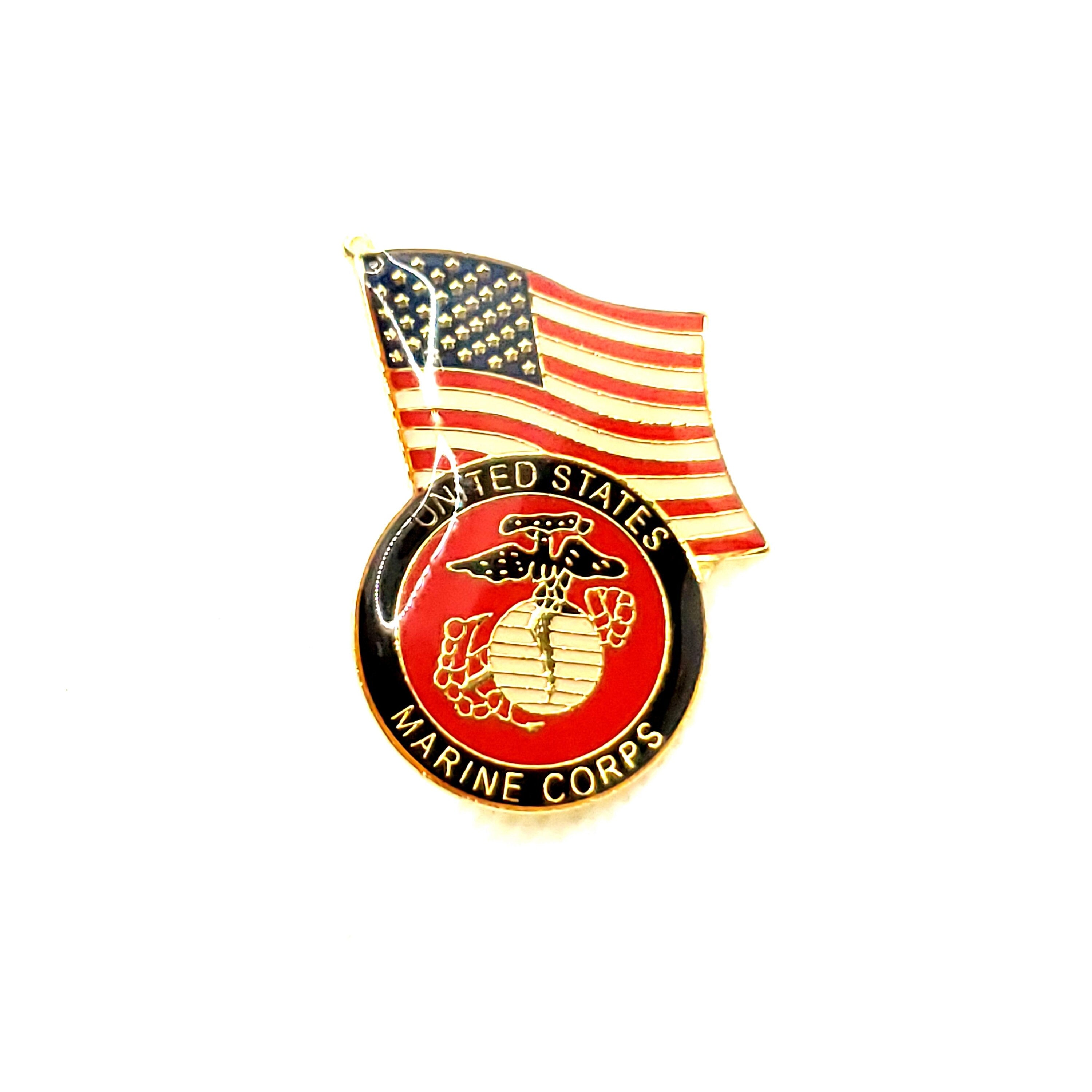 U.S. Marine Corps & U.S. Flag Lapel Pin, U.S. Marines and U.S. Flag Lapel Pin, US Marines Seal lapel pins for man and woman, USMC lapel pins