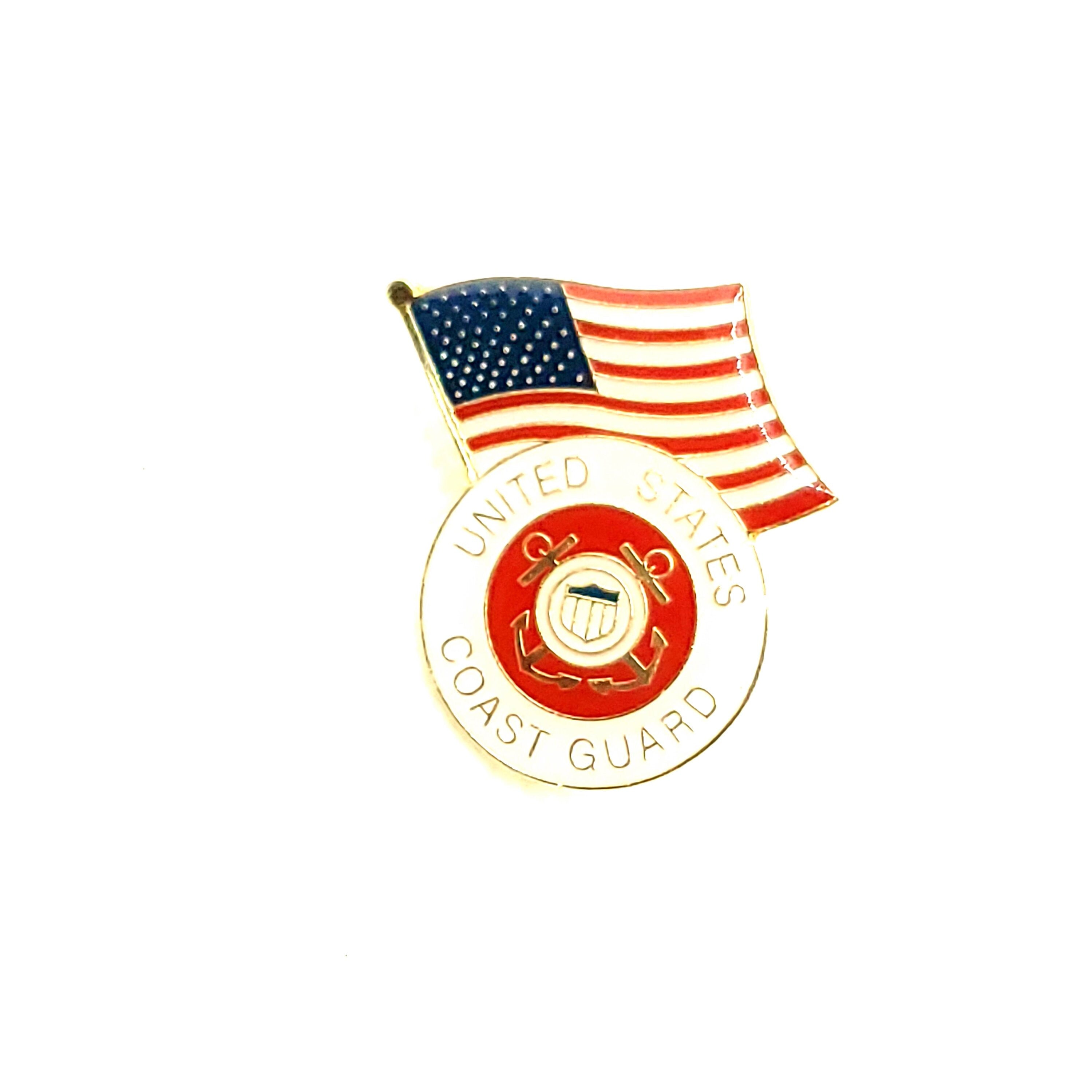 U.S. Coast Guard Seal & U.S. Flag Lapel Pin, U.S. Coast Guard Logo and U.S. Flag Lapel Pin, U.S. Coast Guard lapel pins for man and woman