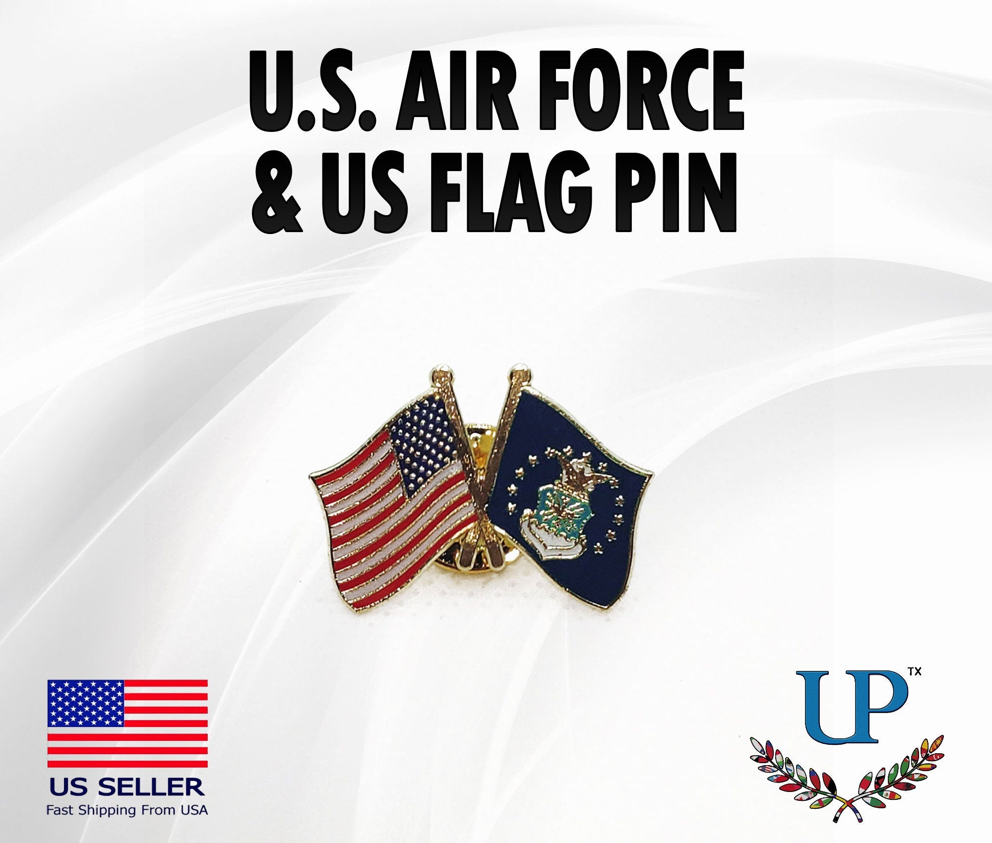 U.S. Air Force Seal & U.S. Flag Lapel Pin, U.S. Air Force Old Logo and U.S. Flag Lapel Pin, U.S. Air Force Seal lapel pin for man and woman