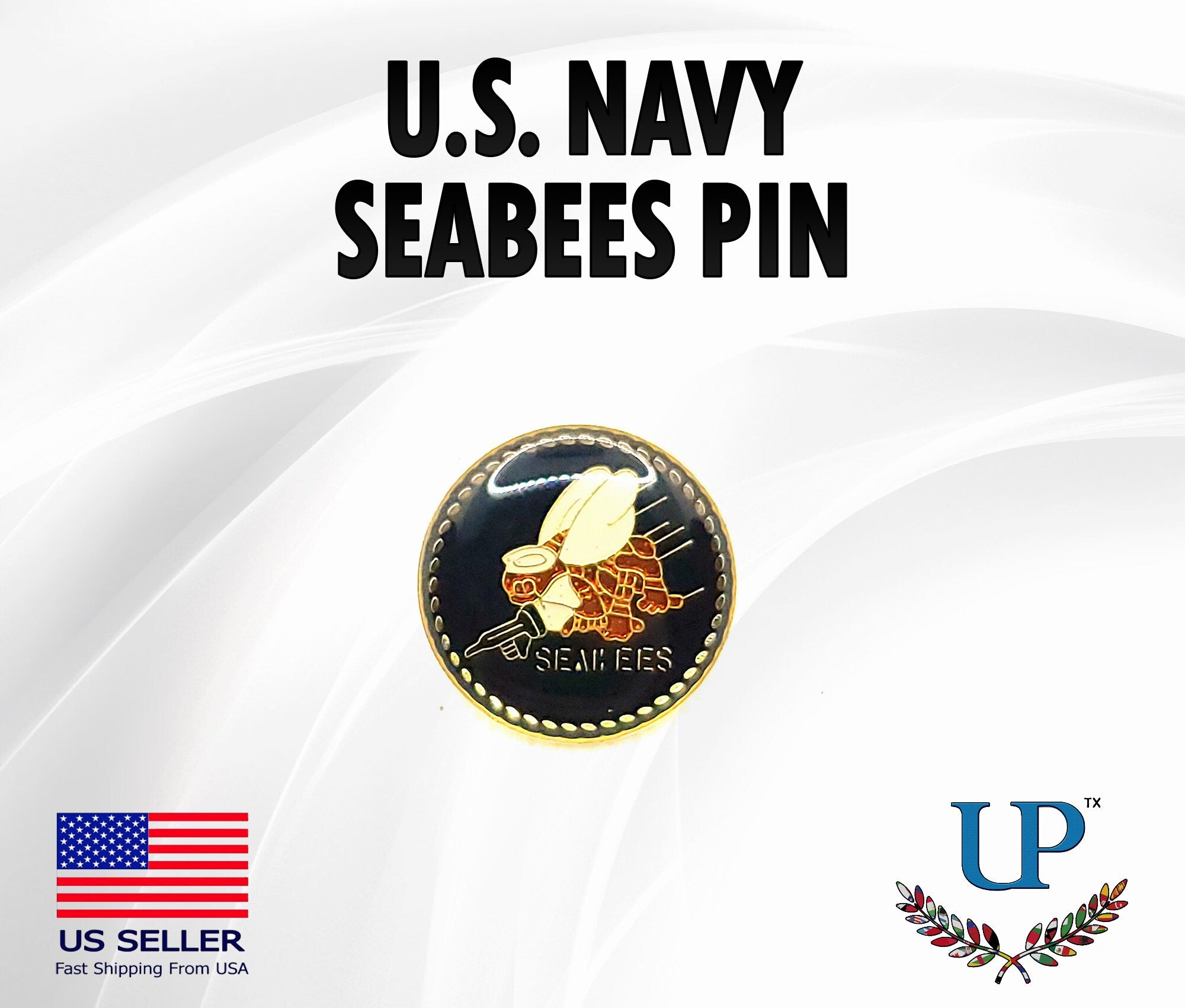 U.S. Navy Seabees Lapel Pin, Seabees Lapel Pin, U.S. Navy Seabees lapel pin for man and woman, Seabees Can Do lapel pins,  USN lapel pins