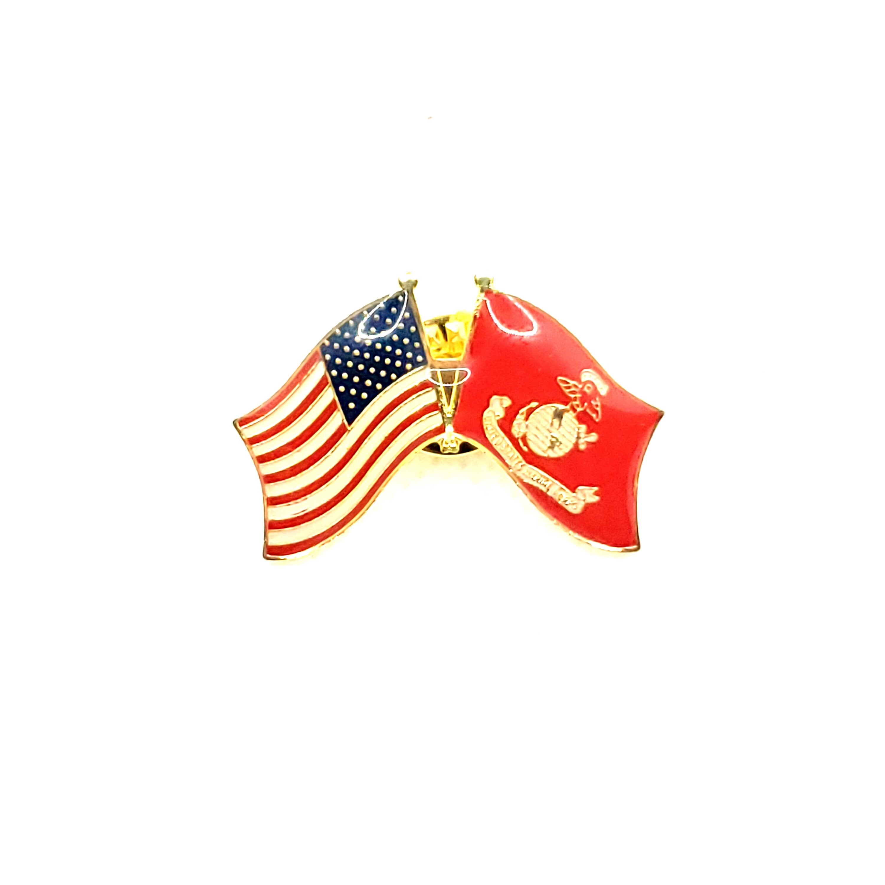 U.S. Marine Corps & U.S. Flag Lapel Pin, U.S. Marines and U.S. Flag Lapel Pin, US Marines Seal lapel pins for man and woman, USMC lapel pins