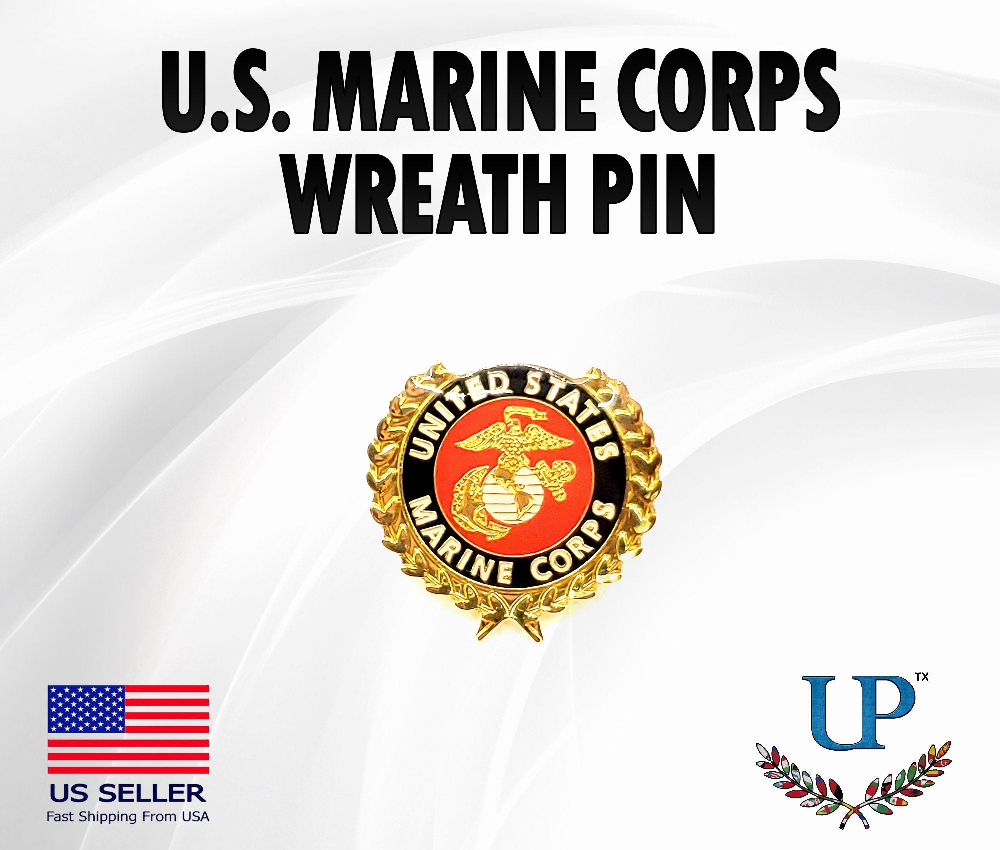 U.S. Marine Corps Wreath Lapel Pin, U.S. Marines Logo Lapel Pin, U.S. Marines Seal lapel pin for man and woman, USMC lapel pins, marine pins