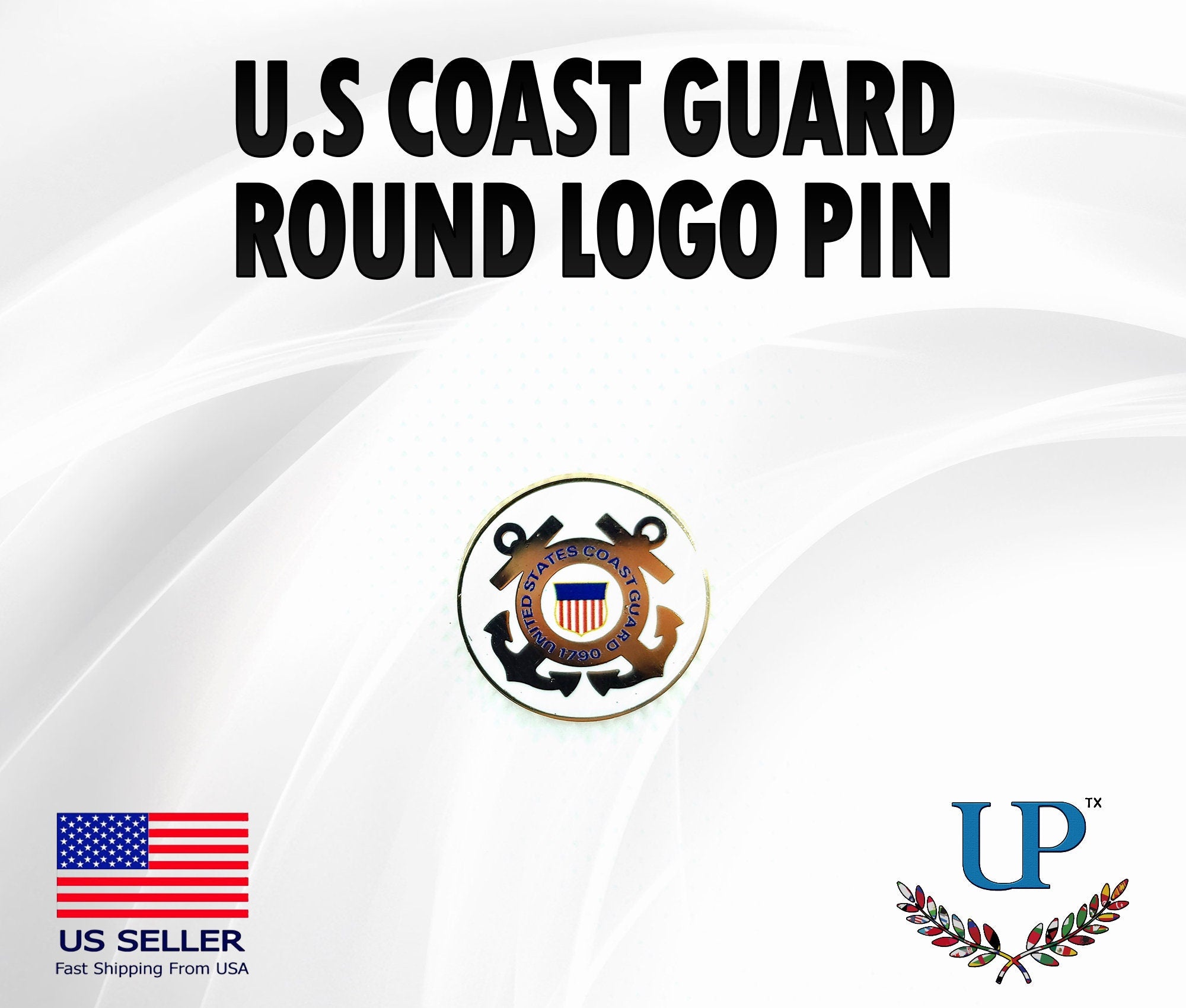 U.S. Coast Guard Round Lapel Pin, U.S. Coast Guard Logo Lapel Pin, US Coast Guard lapel pins for man and woman, USCG lapel pins, Coastie pin