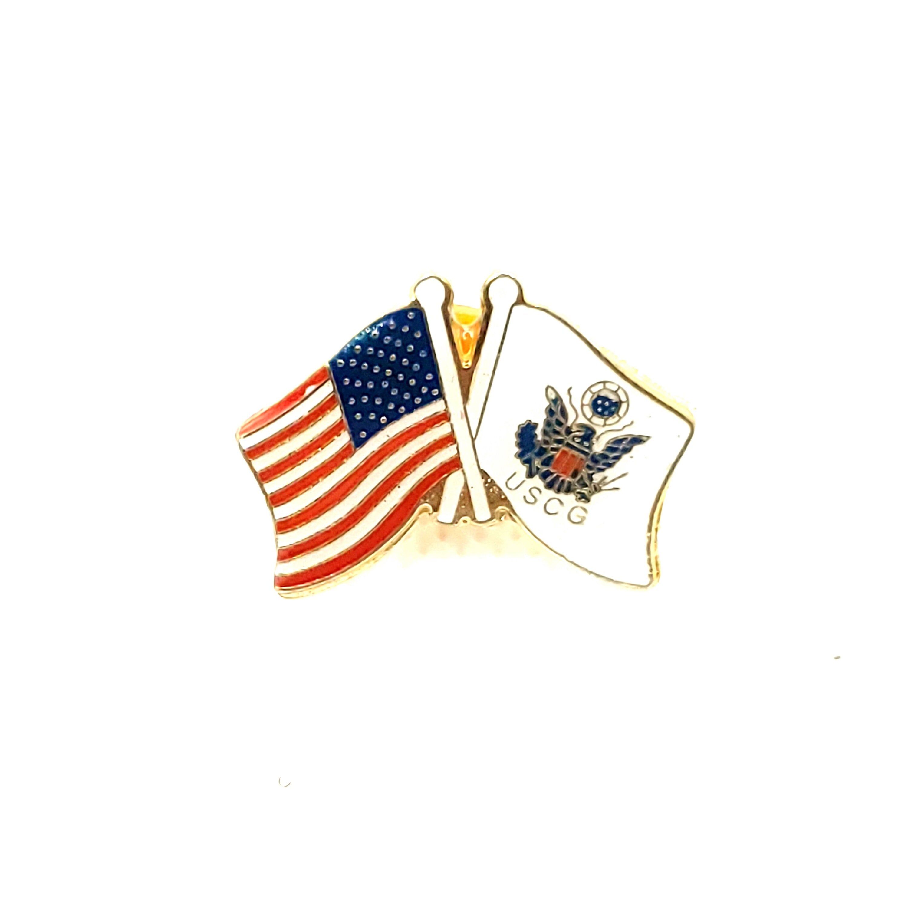 U.S. Coast Guard & U.S. Flag Lapel Pin, U.S. Coast Guard and U.S. Flag Lapel Pin, U.S. Coast Guard lapel pins for man and woman, coastie pin