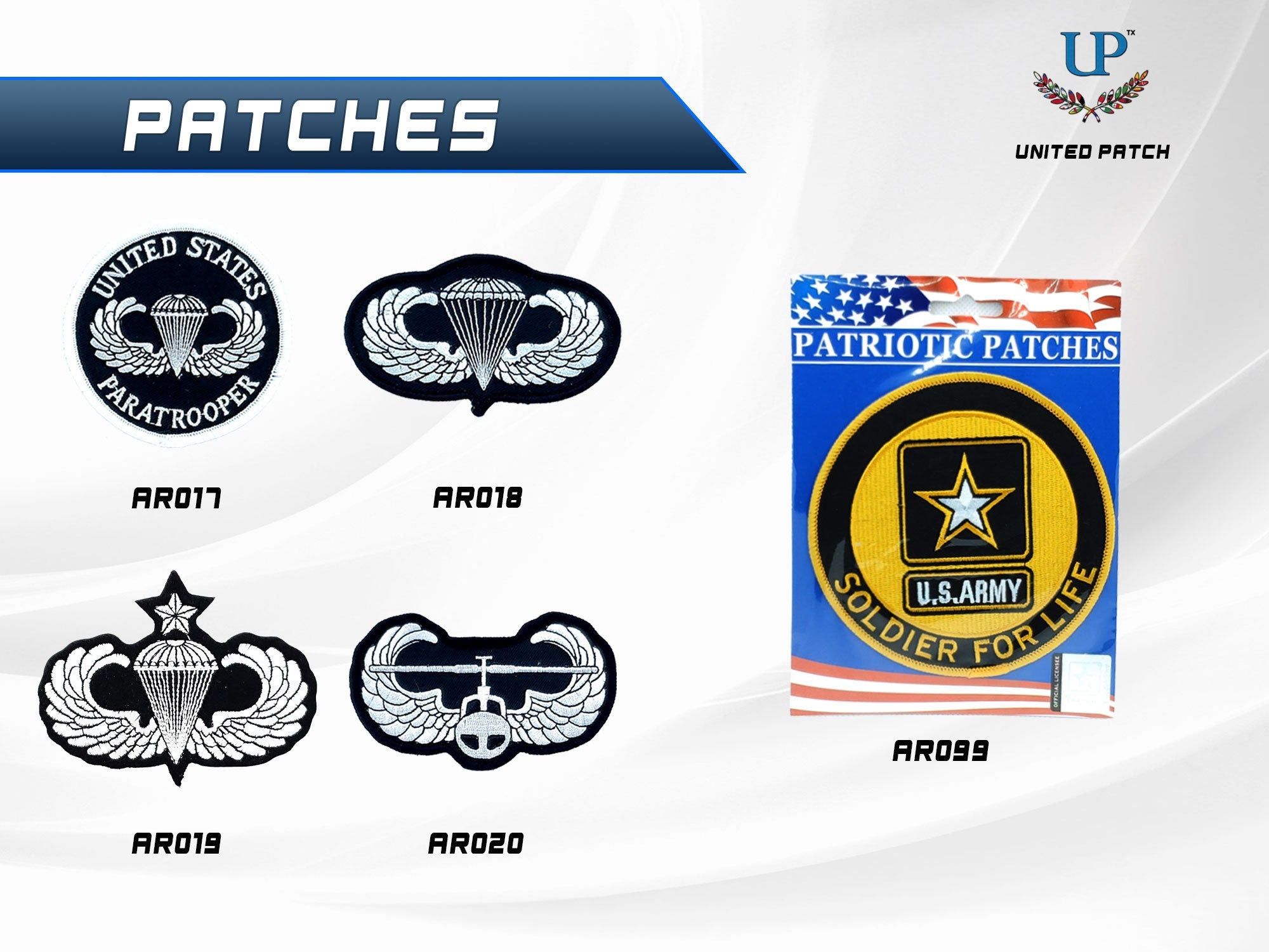 US Army Patches with Iron-On and Velcro fasteners, Retired and Veteran Patches, Embroidered US Army Patches for Jackets, T-Shirts, Masks