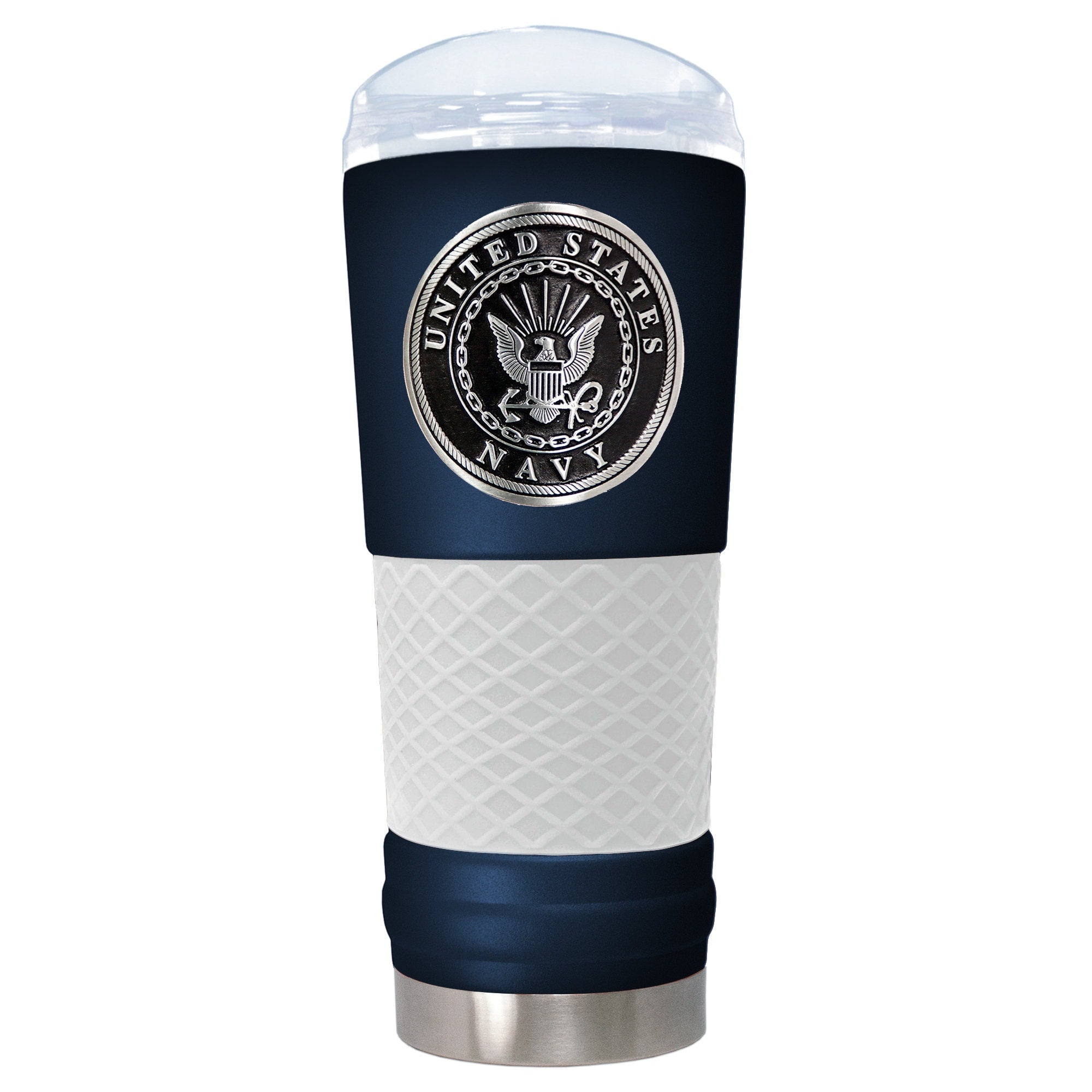 Officially Licensed U.S. NAVY 24 oz. Stainless Steel DRAFT Tumbler, USN Travel Mug, Military Appreciation, Graduation, Navy Veteran Gift