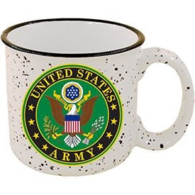 Officially Licensed U.S. ARMY Emblem 16 oz. Stone-Speckled Camper Mug, US Army Coffee Mug, US Army Ceramic Campfire Mug, Army Veteran Gift