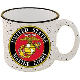 Officially Licensed U.S. Marine Corps Seal 16 oz. Stone-Speckled Camper Mug, US Marines Coffee Mug, USMC Ceramic Campfire Mug, Veteran Gift