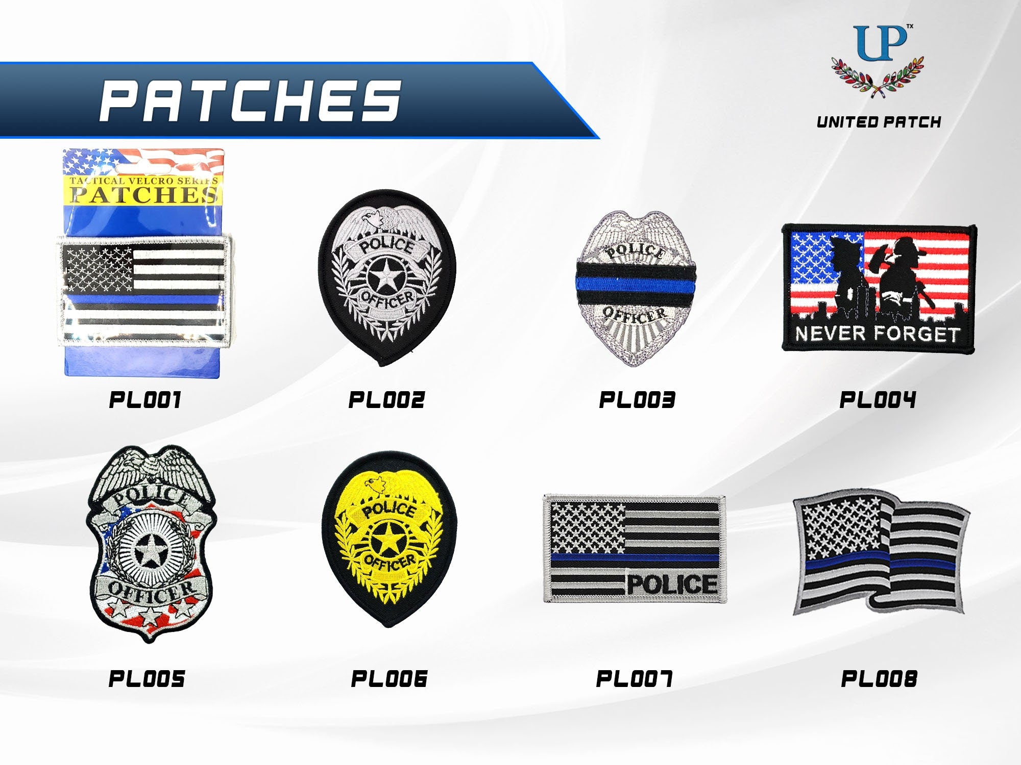 US Police Department Iron On and Velcro Patches, Police Patch, Police Officer Patches, Cop, Policeman Patches for Jackets, T-Shirts, Masks