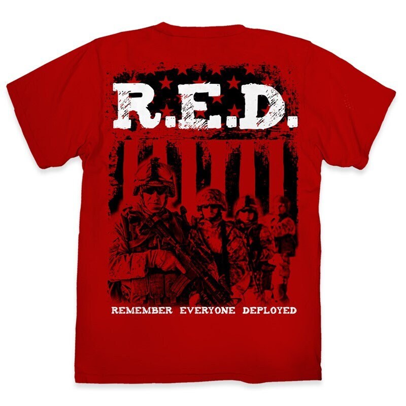 Remember Everyone Deployed T-Shirt, R.E.D. T-Shirt, Always Remember Our Soldiers Patriotic T-Shirt, US Flag Military T-Shirt, Red T-shirt