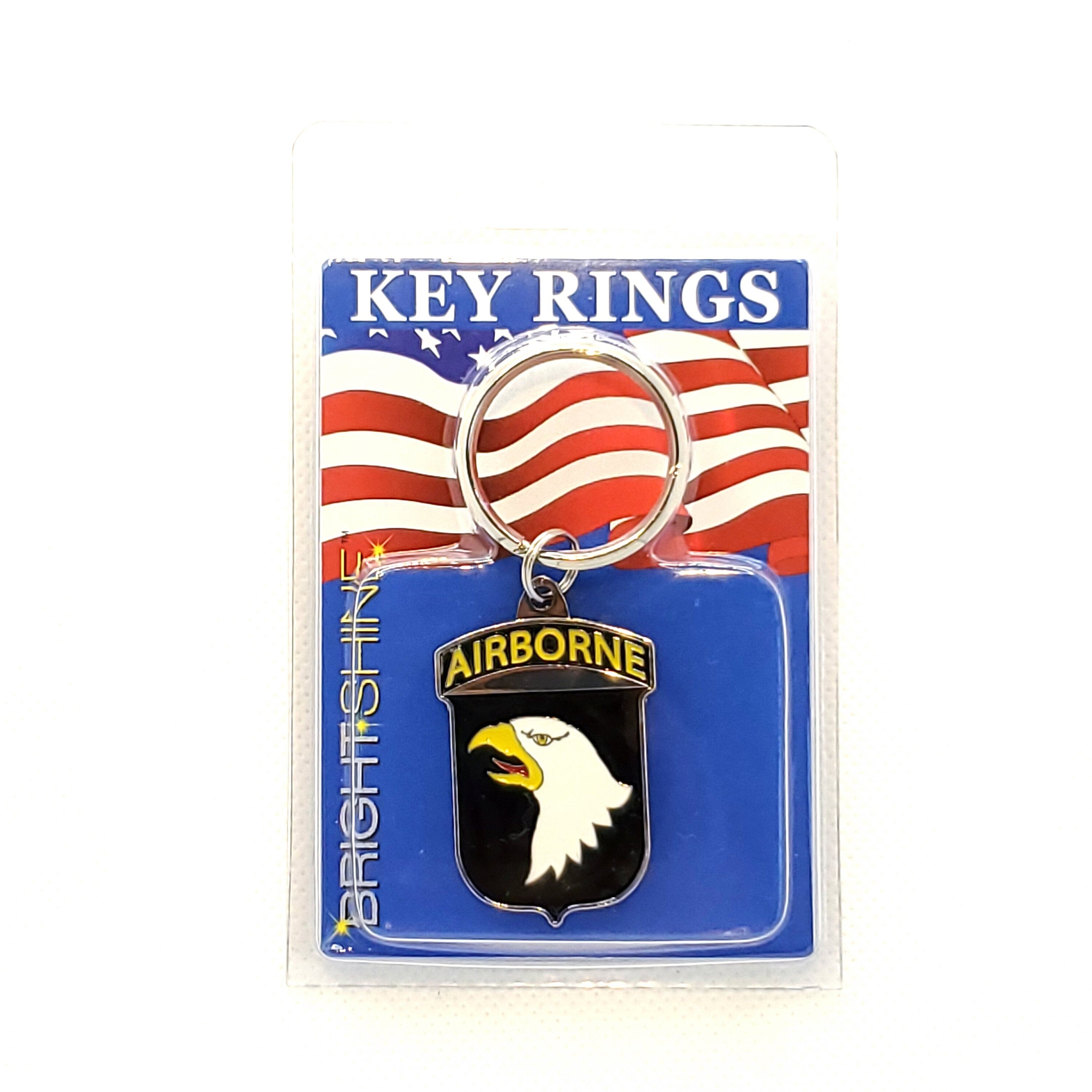 U.S. Army 101st Airborne Division Keychain, Screaming Eagle Keyring, 101st A/B Heavy Weight Keyring, Bright Shine 101st Airborne Keyring