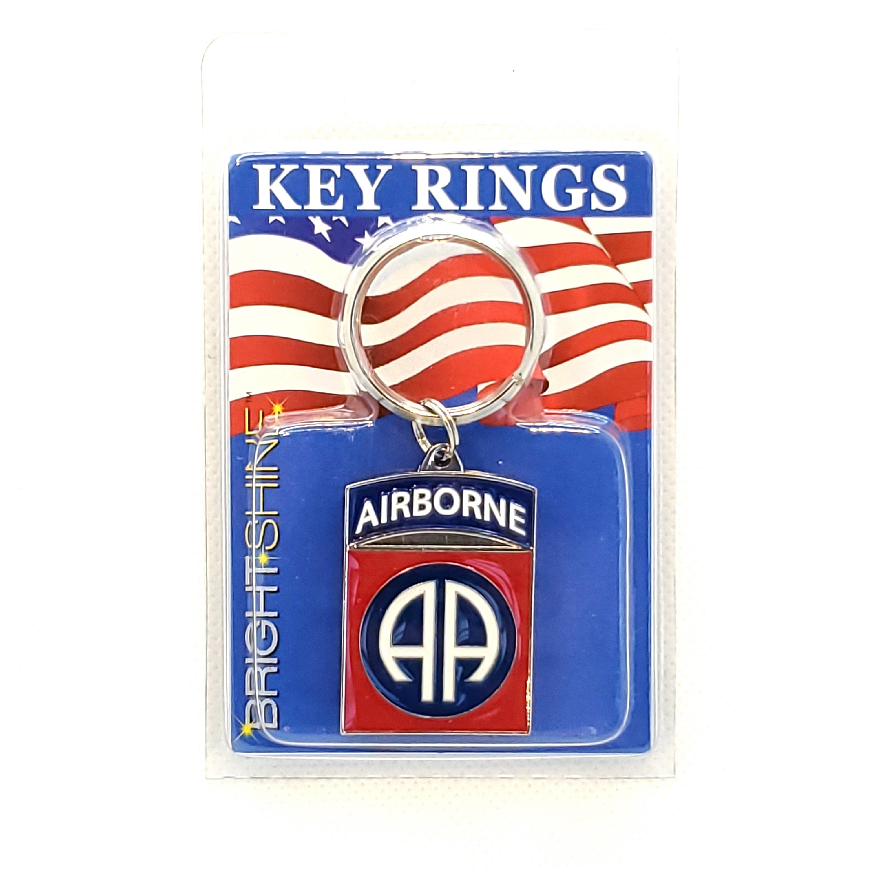 U.S. Army 82nd Airborne Division Keychain, All American Division Keyring, 82nd A/B Heavy Weight Keyring, Bright Shine &quot;Eighty Deuce&quot; Keyring