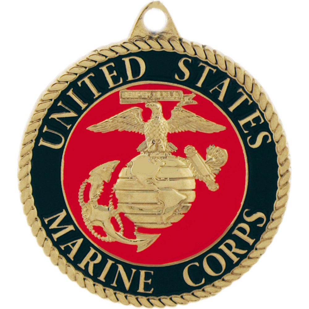 U.S. Marine Corps Keychain, USMC Keyring, US Marine Corps Heavy Weight Keyring, US Marine Corps Logo Key Rings, Bright Shine Marines Keyring