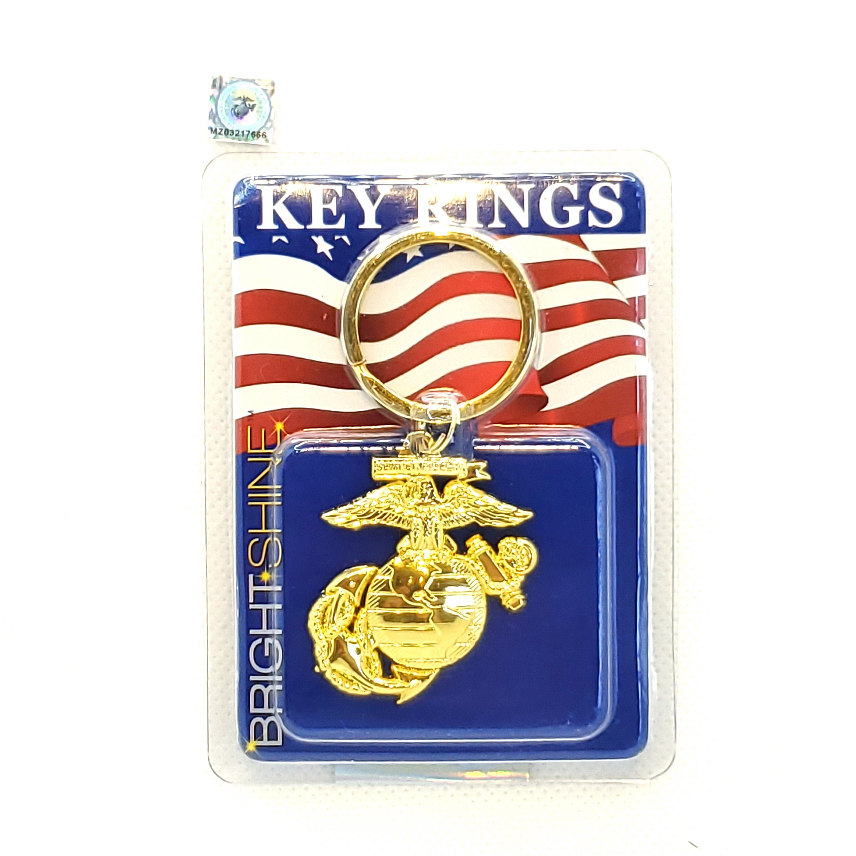 The Eagle Globe and Anchor (EGA) Keychain, Gold USMC Keyring, U.S Marine Corps Heavy Weight Keyring, US Marines Bright Shine Marines Keyring