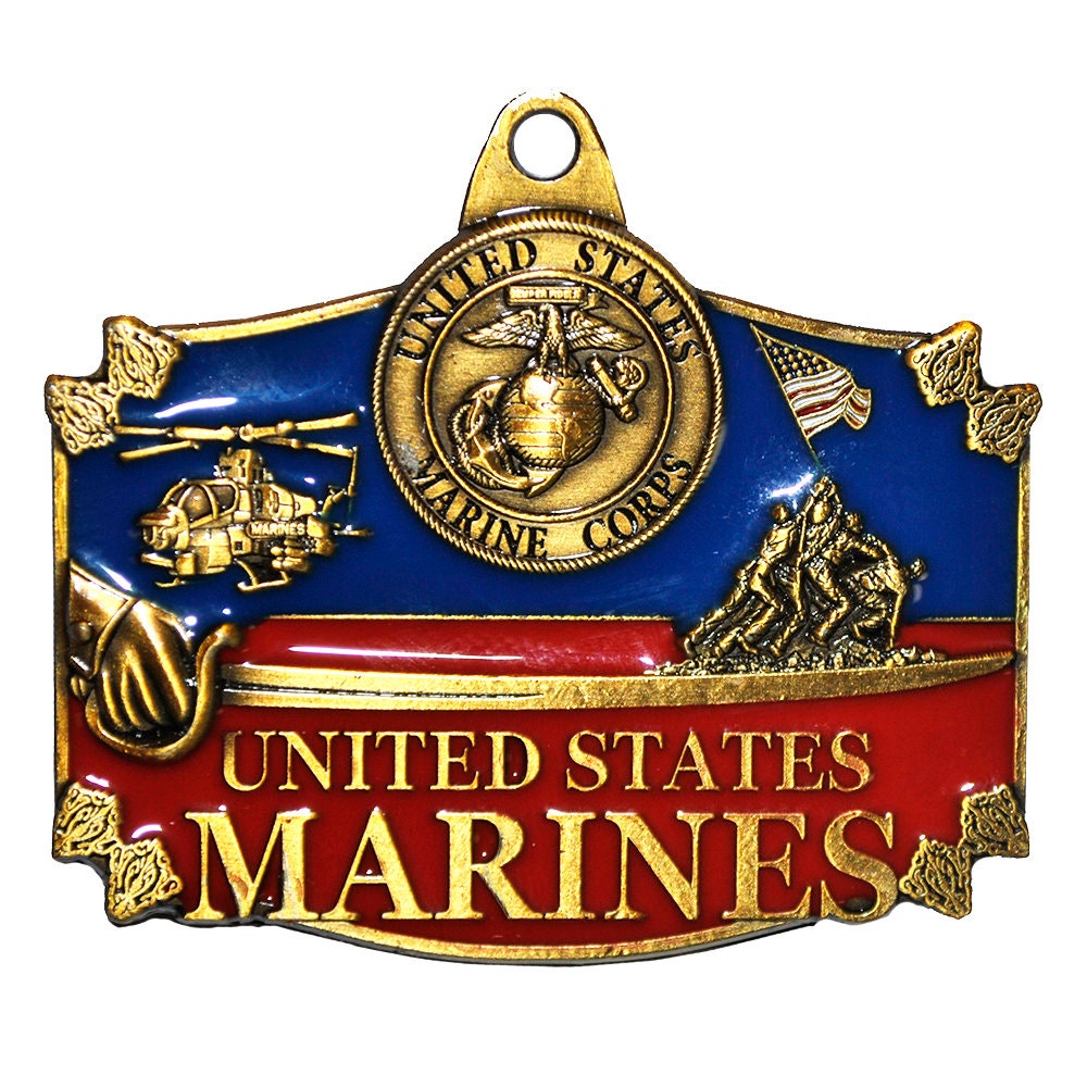 U.S. Marine Corps Keychain, USMC Keyring, US Marine Corps Heavy Weight Keyring, US Marine Corps Logo Key Rings, Bright Shine Marines Keyring