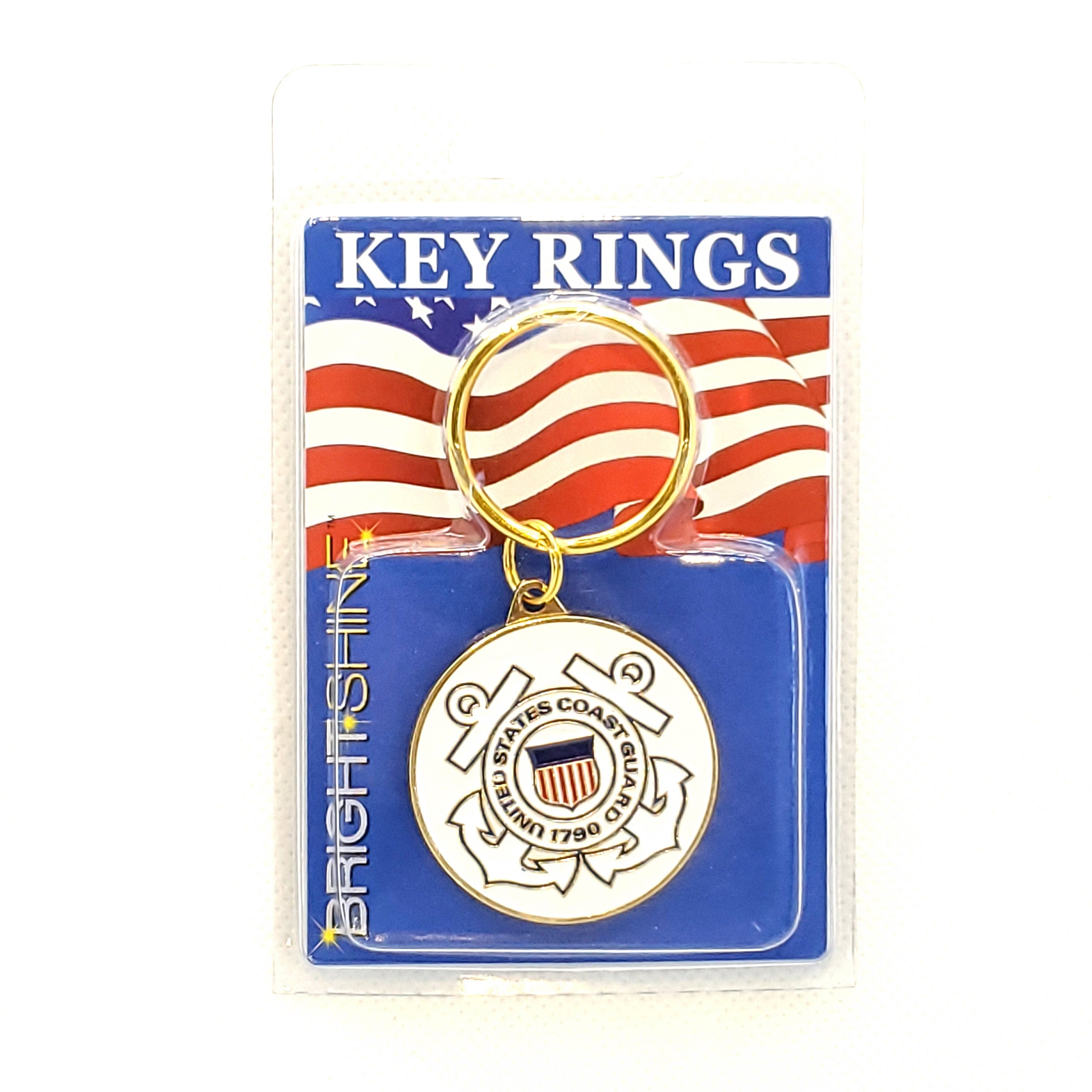 U.S. Coast Guard Keychain, USCG Keyring, U.S. Coast Guard Heavy Weight Keyring, U.S. Coast Guard Logo Key Rings, Bright Shine USCG Keyring