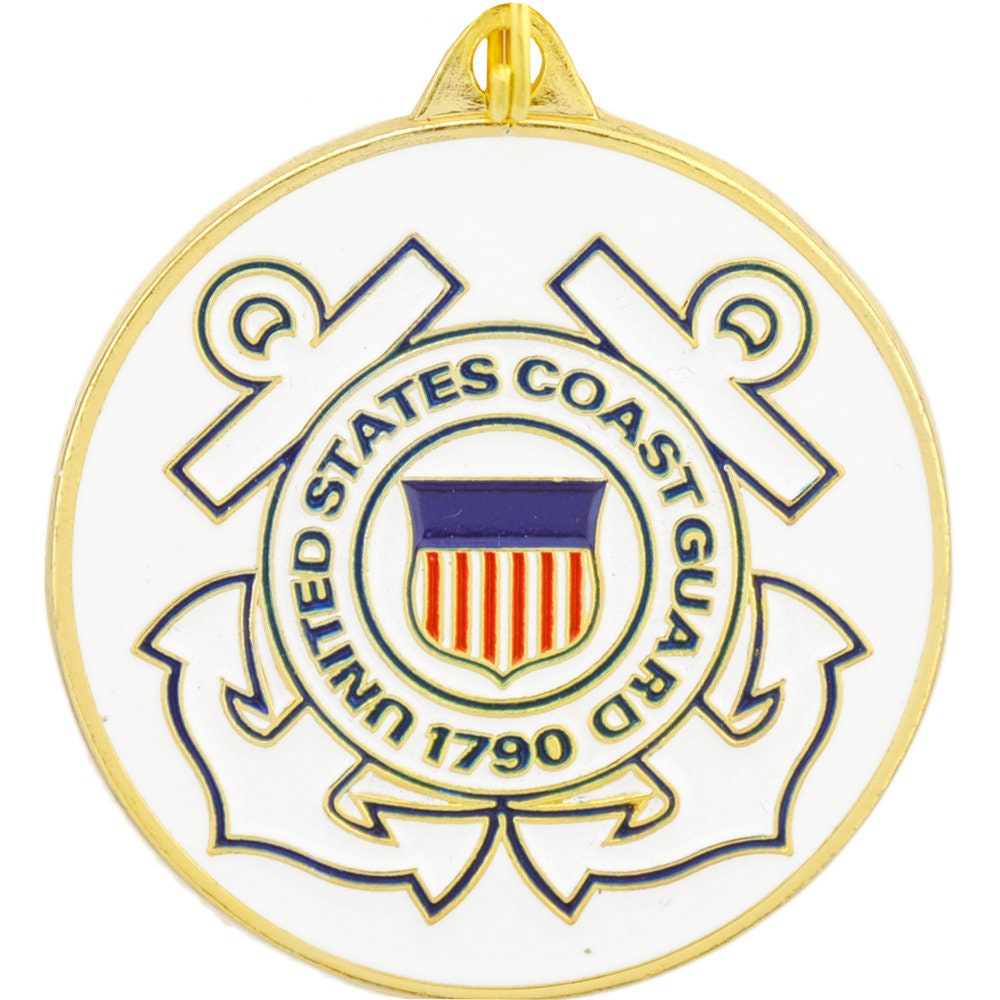 U.S. Coast Guard Keychain, USCG Keyring, U.S. Coast Guard Heavy Weight Keyring, U.S. Coast Guard Logo Key Rings, Bright Shine USCG Keyring