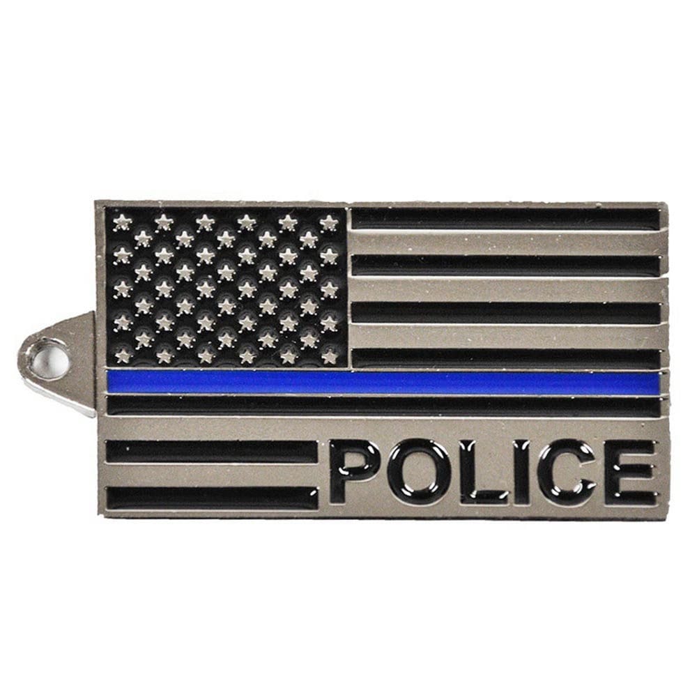 The Thin Blue Line POLICE Keychain, Police Keyring, Heavy Weight Keyring for Law Enforcements, Police HW Keychain, Bright Shine Keychain