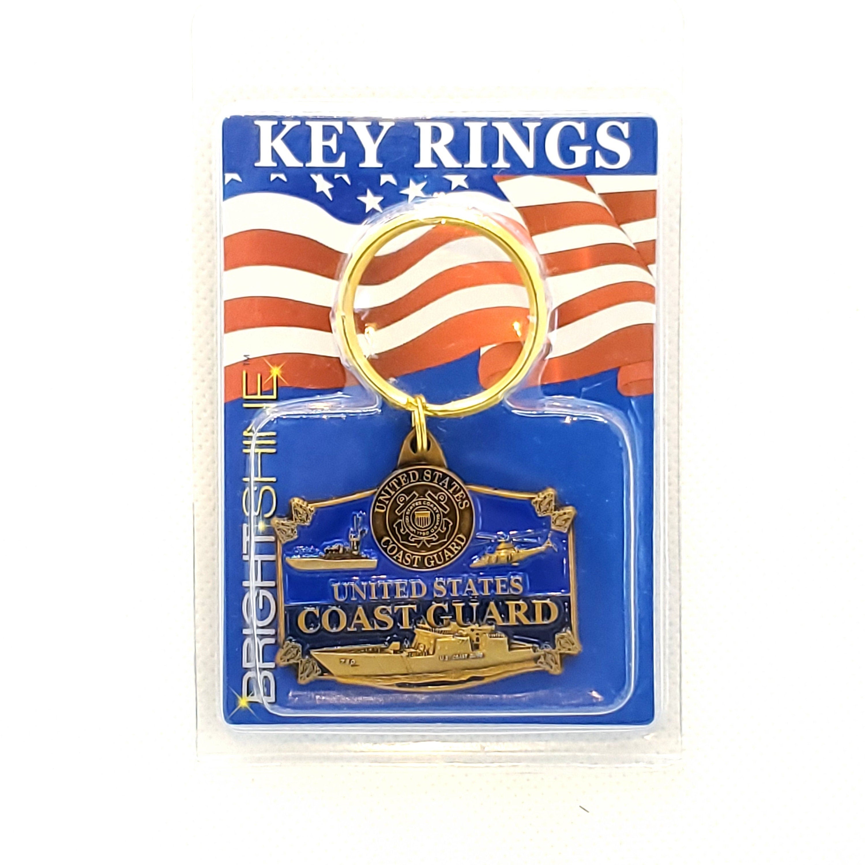 U.S. Coast Guard Keychain, USCG Keyring, U.S. Coast Guard Heavy Weight Keyring, U.S. Coast Guard Logo Key Rings, Bright Shine USCG Keyring