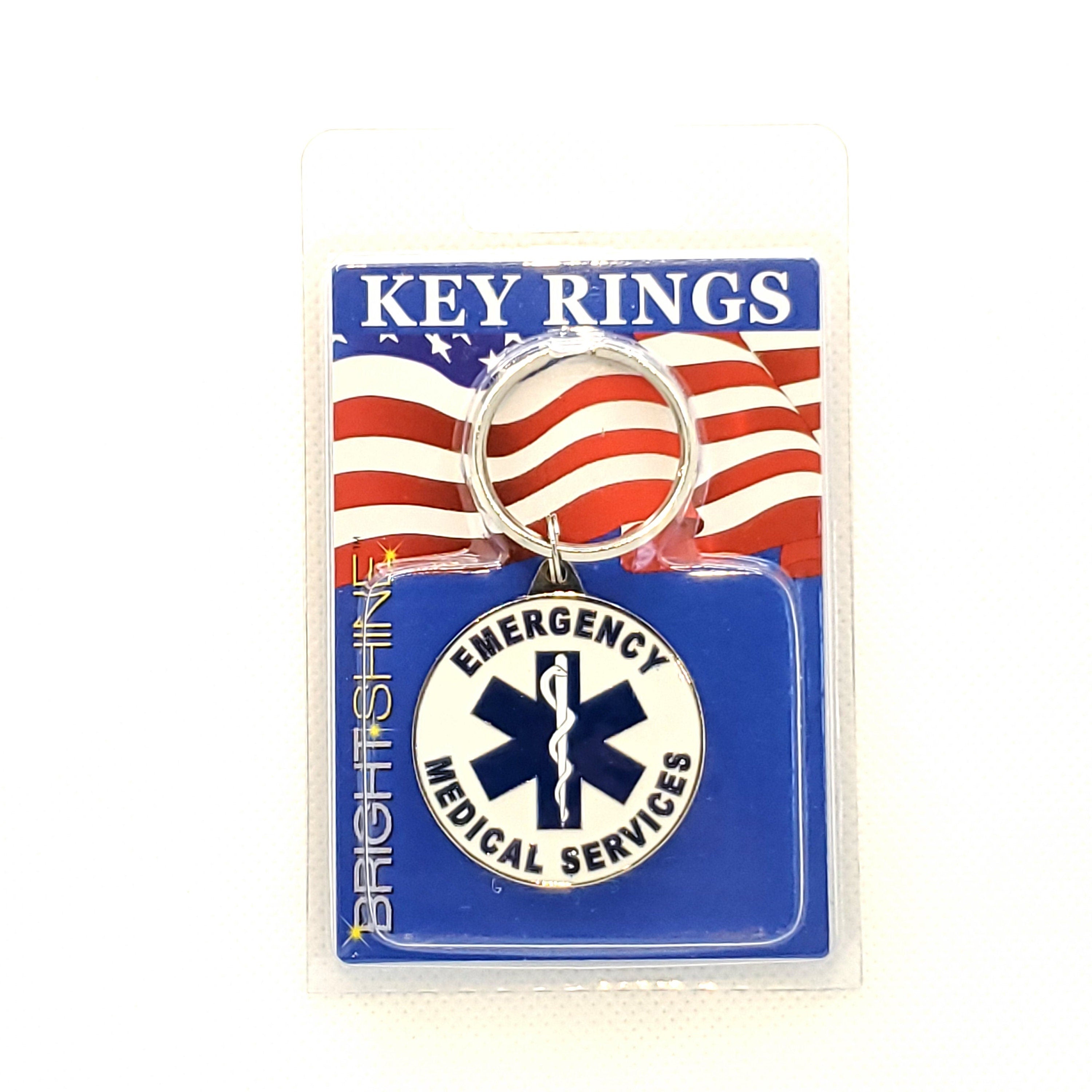 EMS Emergency Medical Services Keychain, EMS Keyring, Heavy Weight Keyring for Medical Workers, Doctor, Nurse, Surgent, Bright Shine Keyring