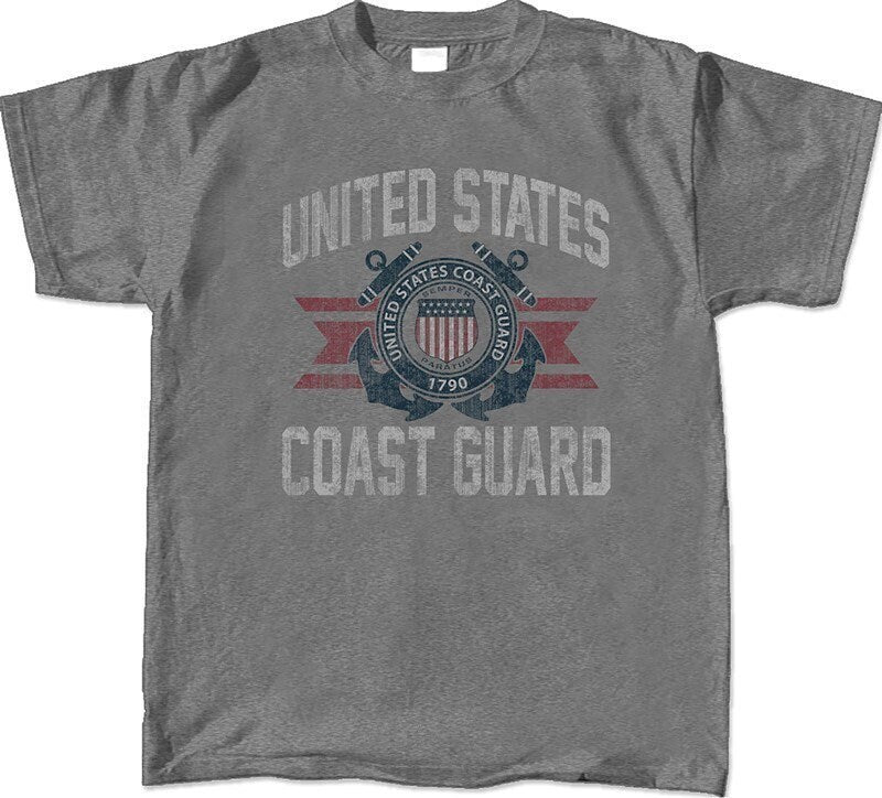 U.S. Coast Guard Vintage T-Shirt, Athletic Gray USCG T-Shirt, U.S. Coast Guard &#39;Distressed Logo&#39; Patriotic T-Shirt, Sport Workout T-Shirt