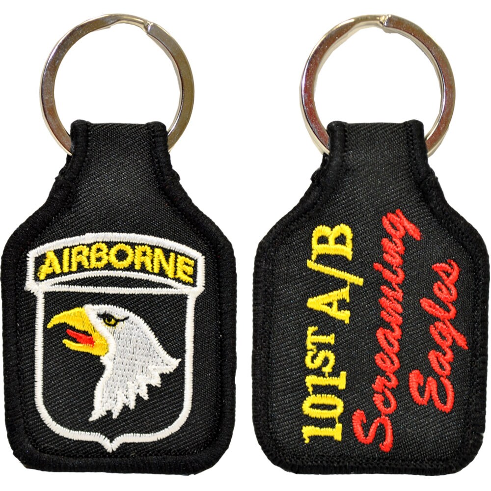 Embroidered U.S. Army 101st Airborne Keychain, U.S. Army 101st Airborne Division Keyring, Screaming Eagles Short Keyring, 101st A/B Keyring