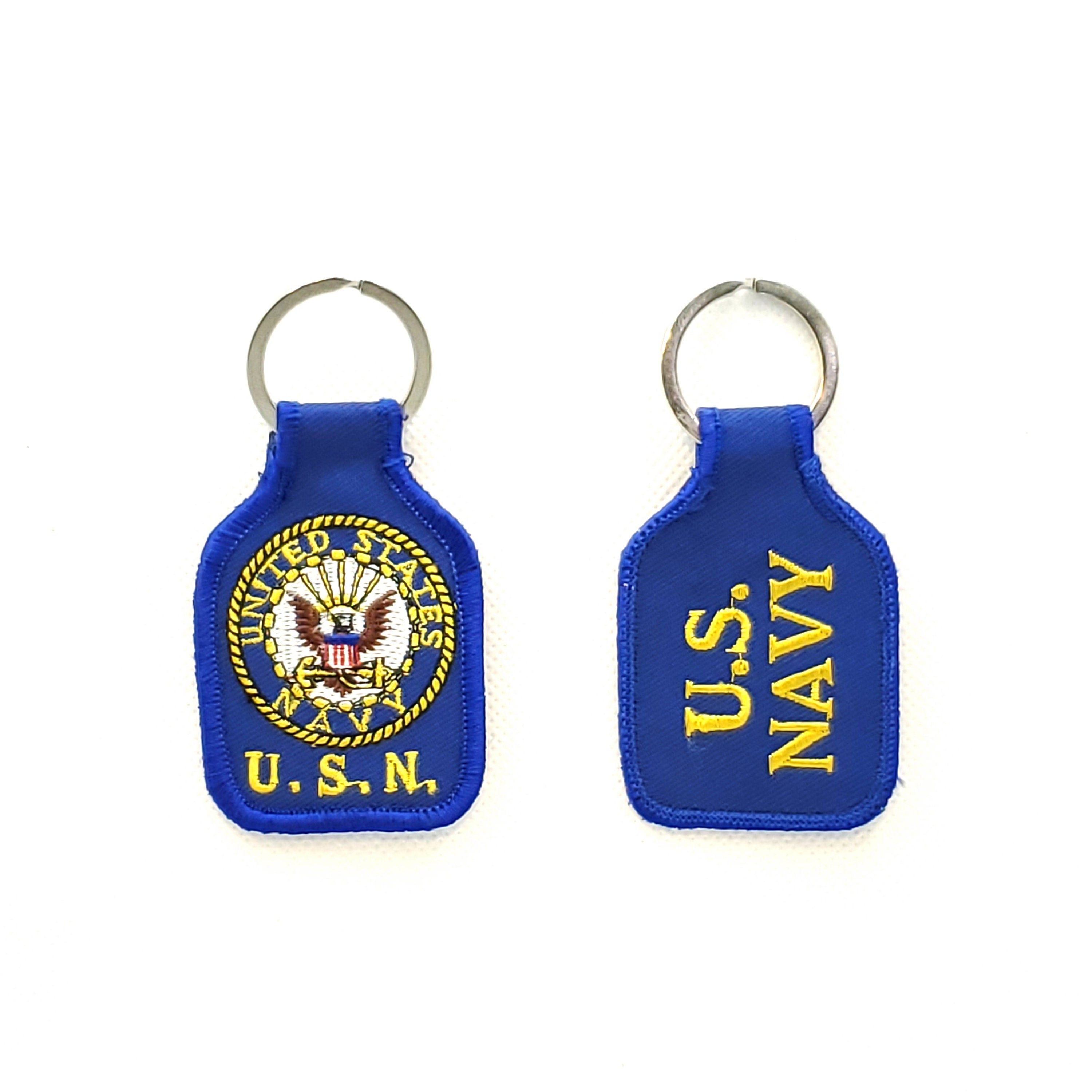 Embroidered U.S. Navy Keychain, Navy Seal Keyring, U.S. Navy Short Keyring, U.S. Navy Logo Key Rings, Fabric Navy Keyring, USN Keychain, USN