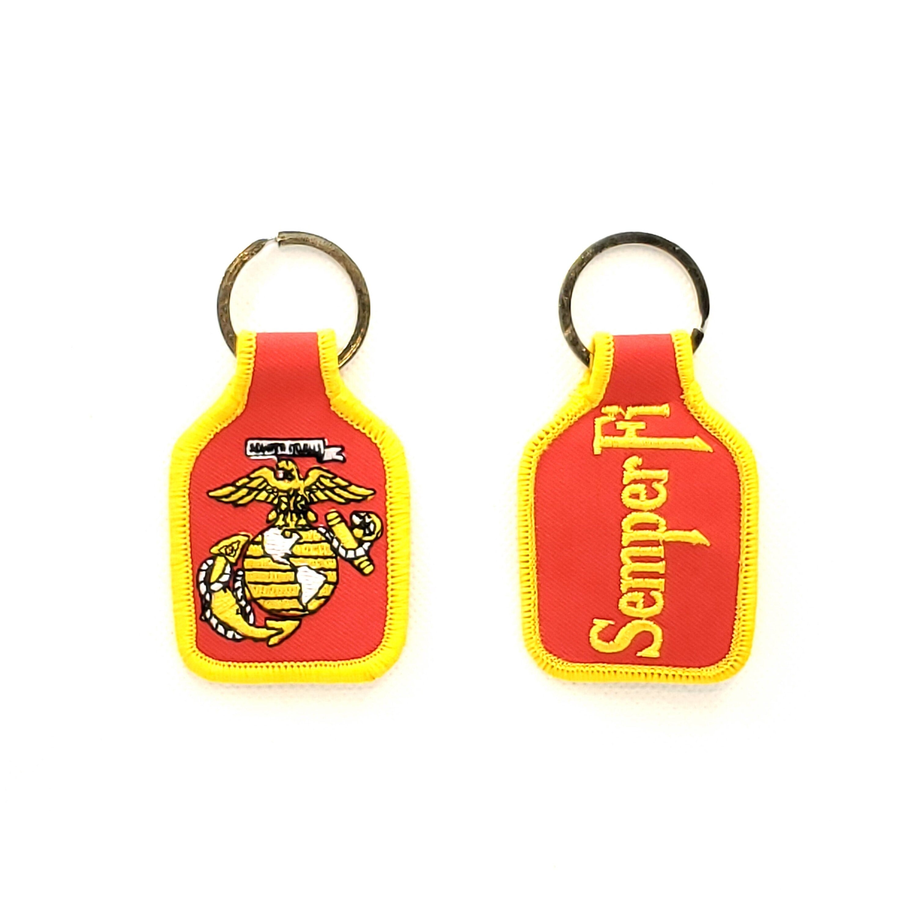 Embroidered U.S. Marine Corps Keychain, The Eagle, Globe, and Anchor Keyring, U.S. Marine Corps Logo Short Keyring, Semper Fidelis Key Ring